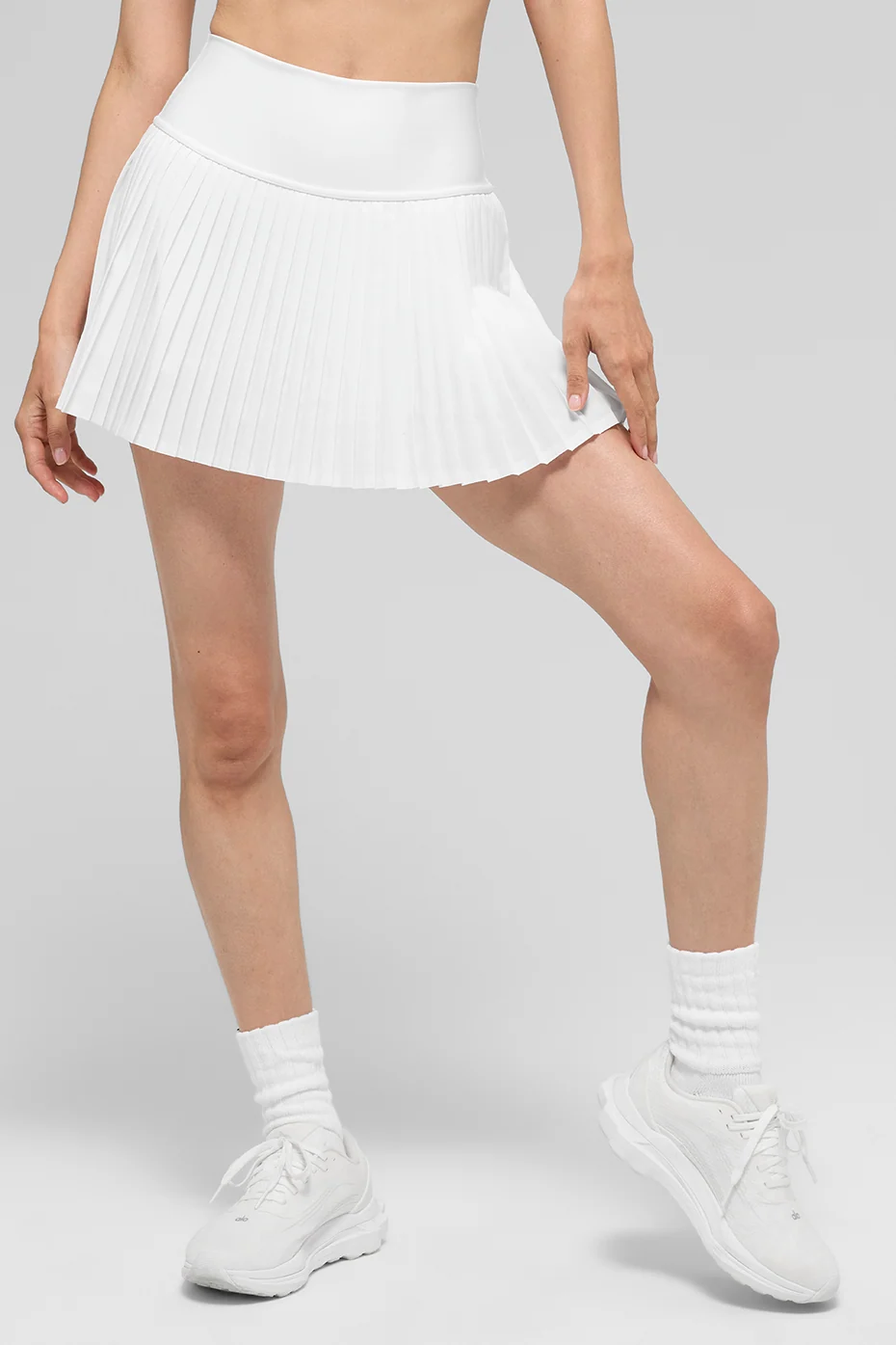 Aloyoga Serve Looks Tennis Skirt in White with Built-In Shorts