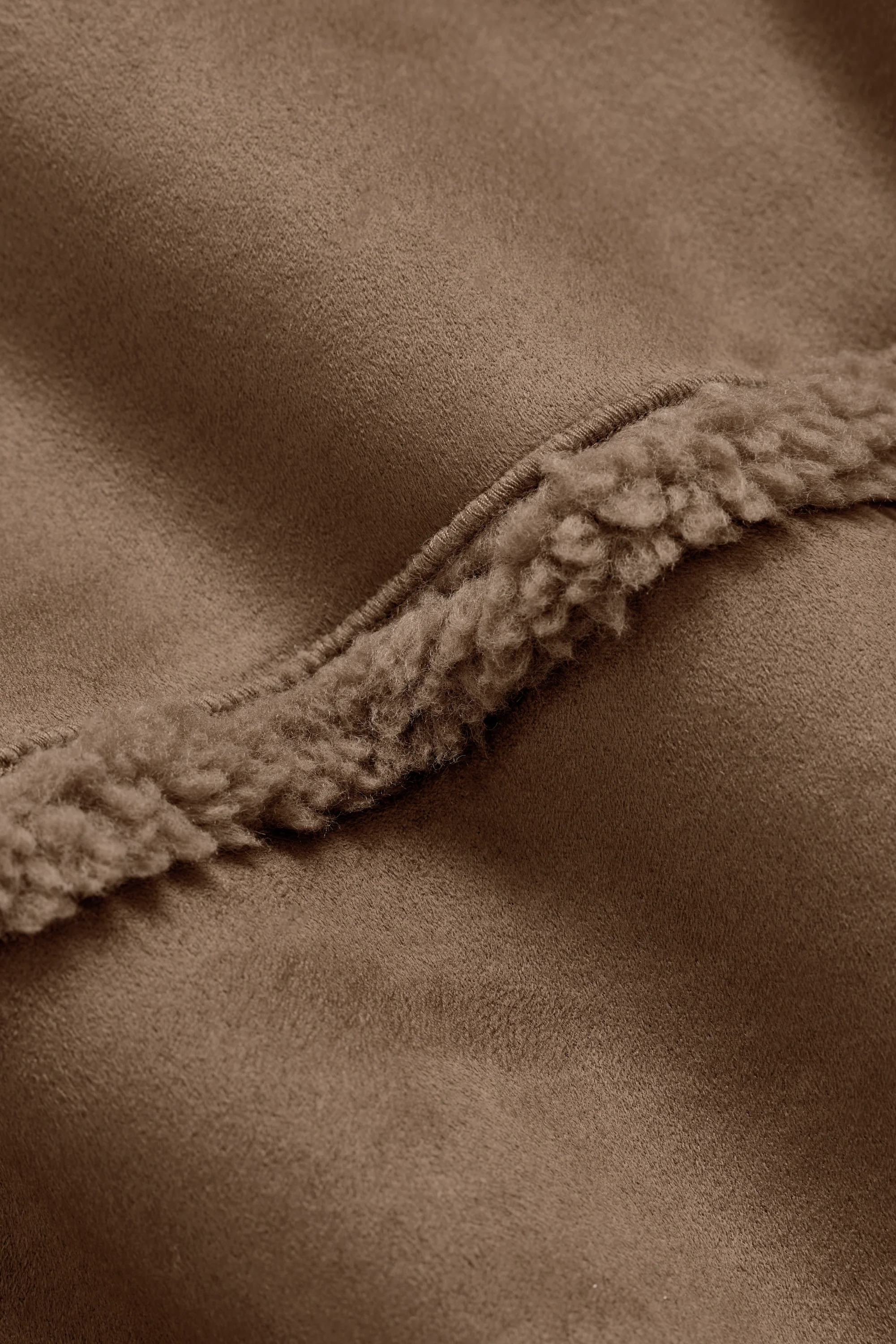 Faux Shearling Snowfall Cropped Jacket in Java Brown