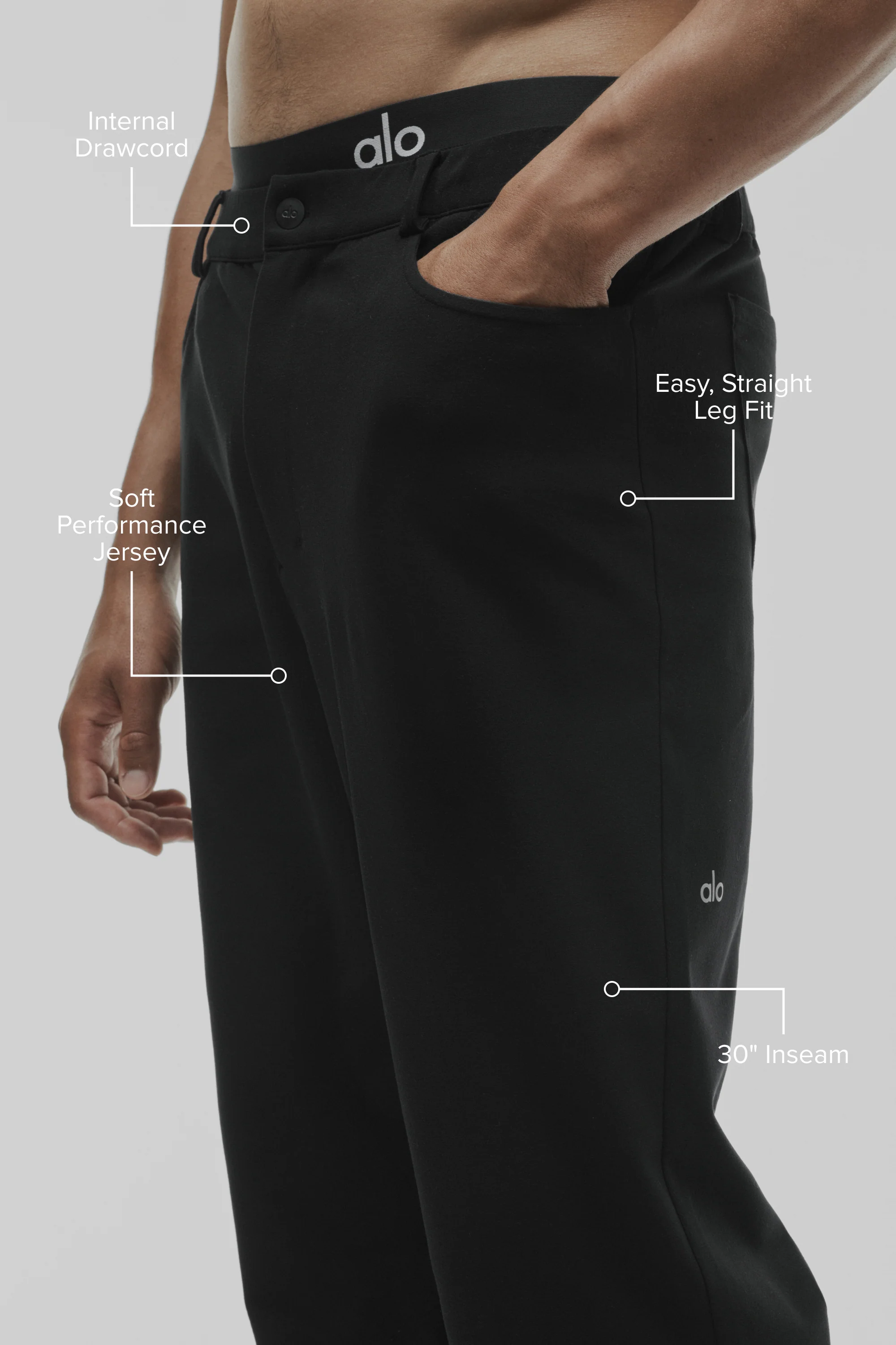 Black Conquer Max 4 Pocket Pant with Button Fly and Hidden Drawcord