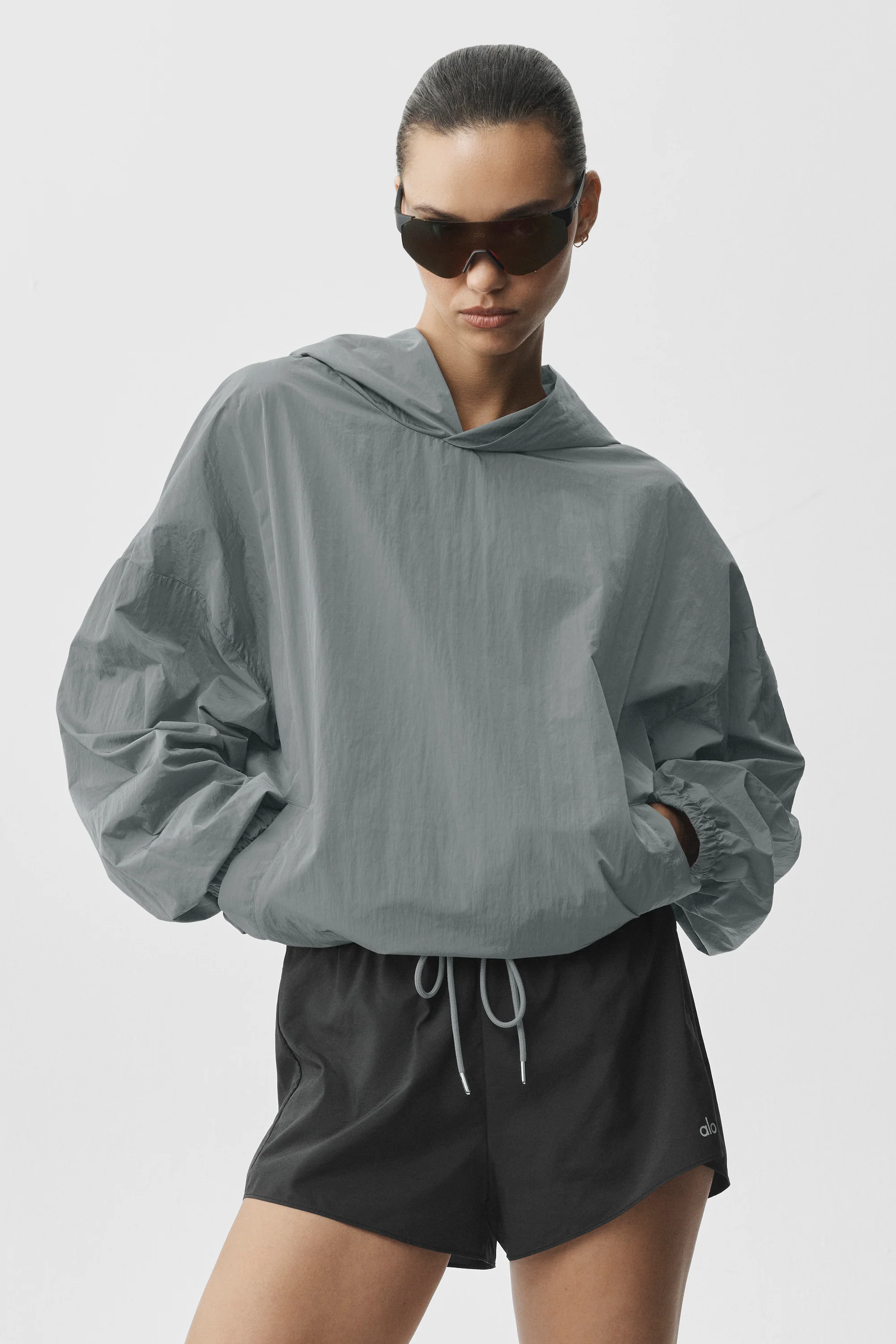 Axis Hooded Pullover in Monument with a Low-Gloss Structured Finish