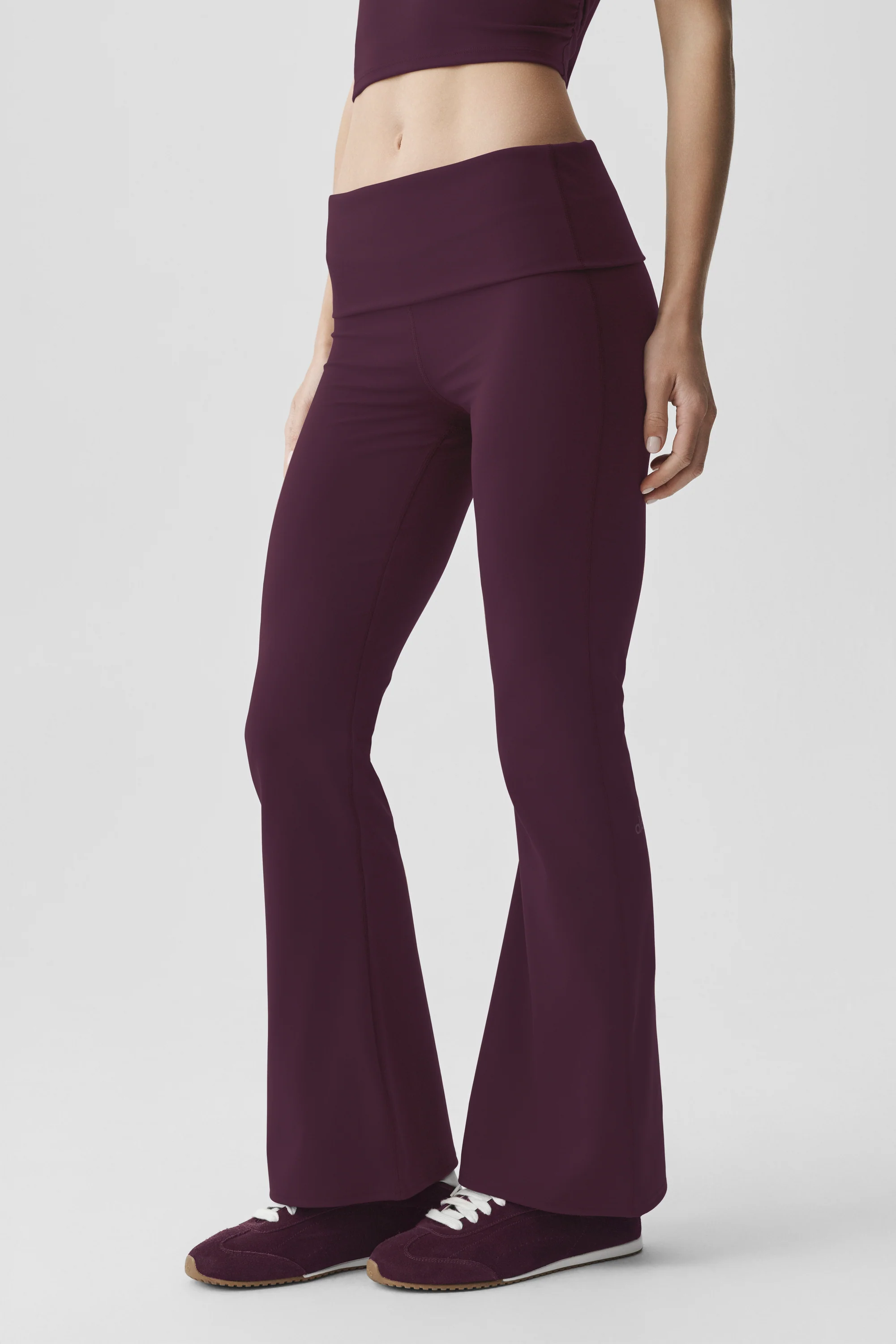 ALO Softsculpt 7/8 Foldover Flare Legging, Short Length, Rich Bordeaux