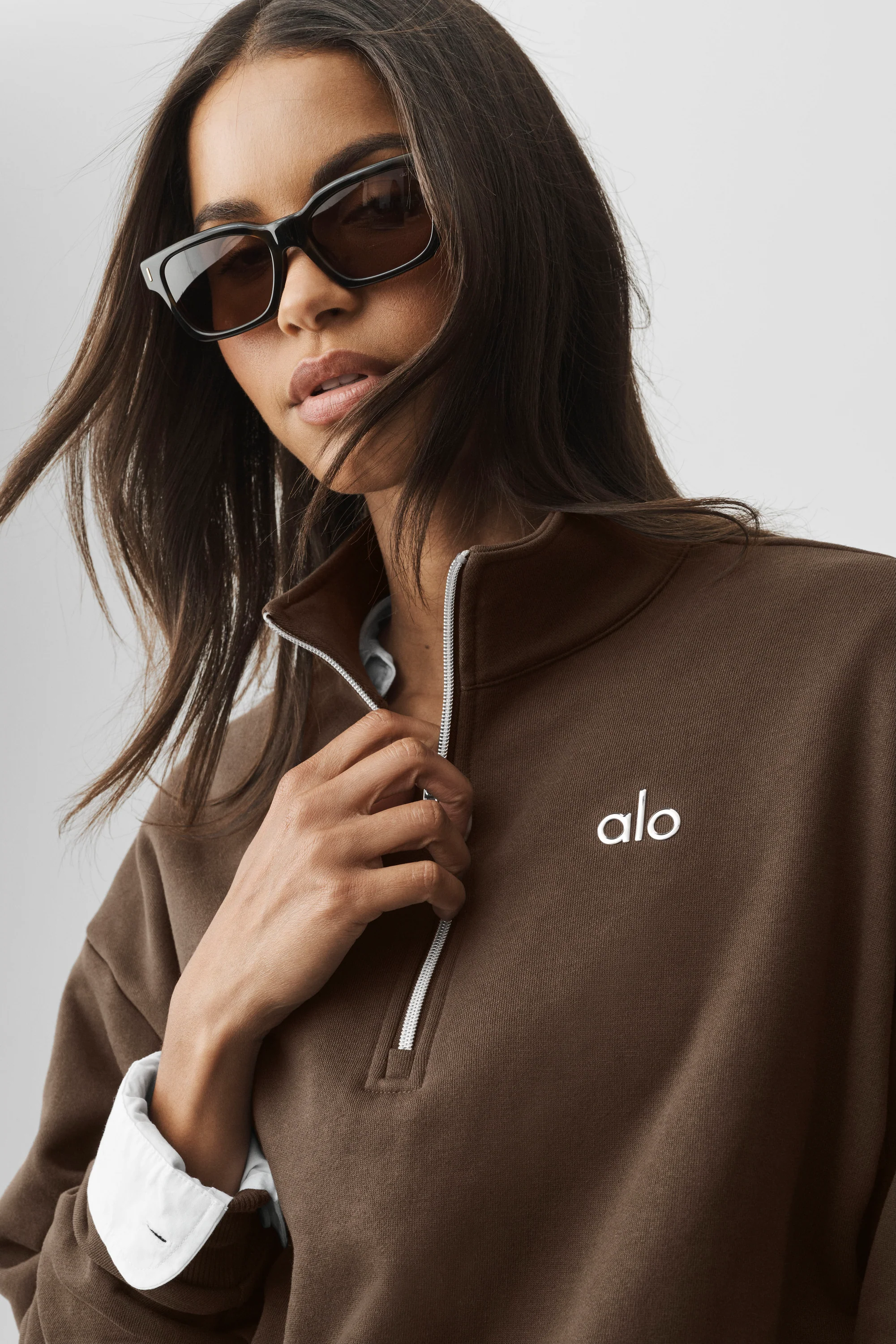 ALO Rectangle Sunglasses in Tortoise Acetate with Brown Lenses