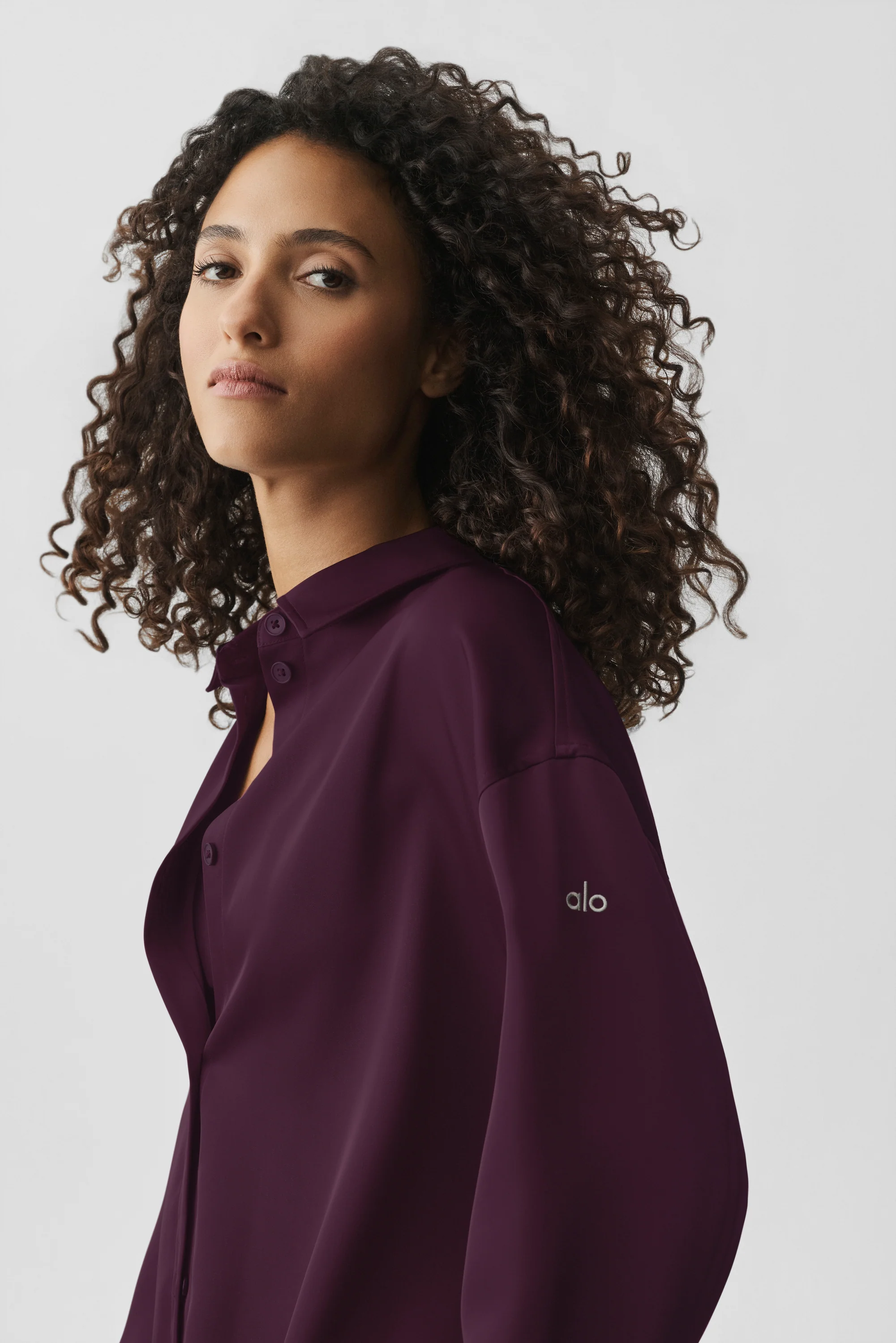 Satin Smooth Talker Button Up Shirt in Rich Bordeaux
