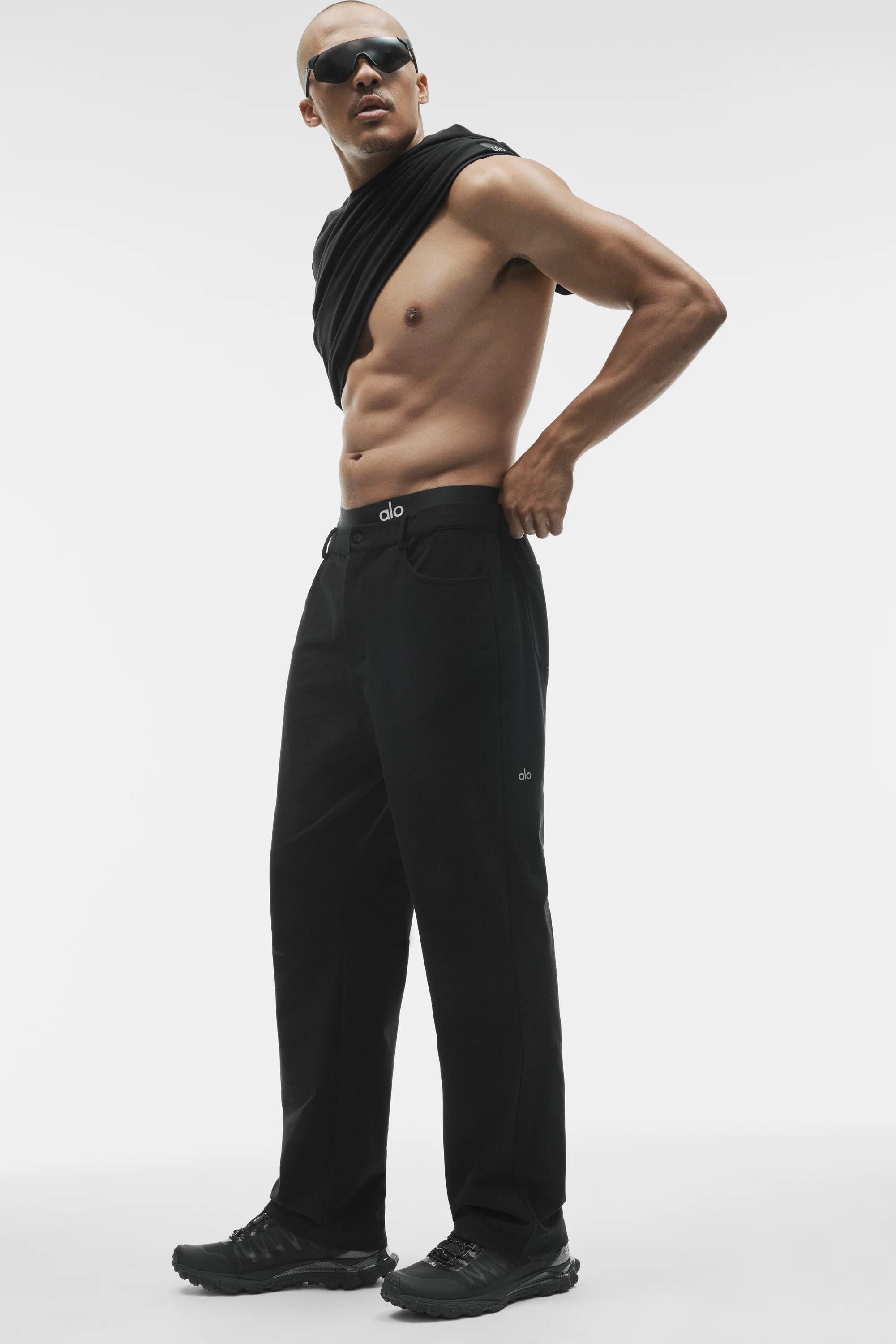 Black Conquer Max 4 Pocket Pant with Button Fly and Hidden Drawcord