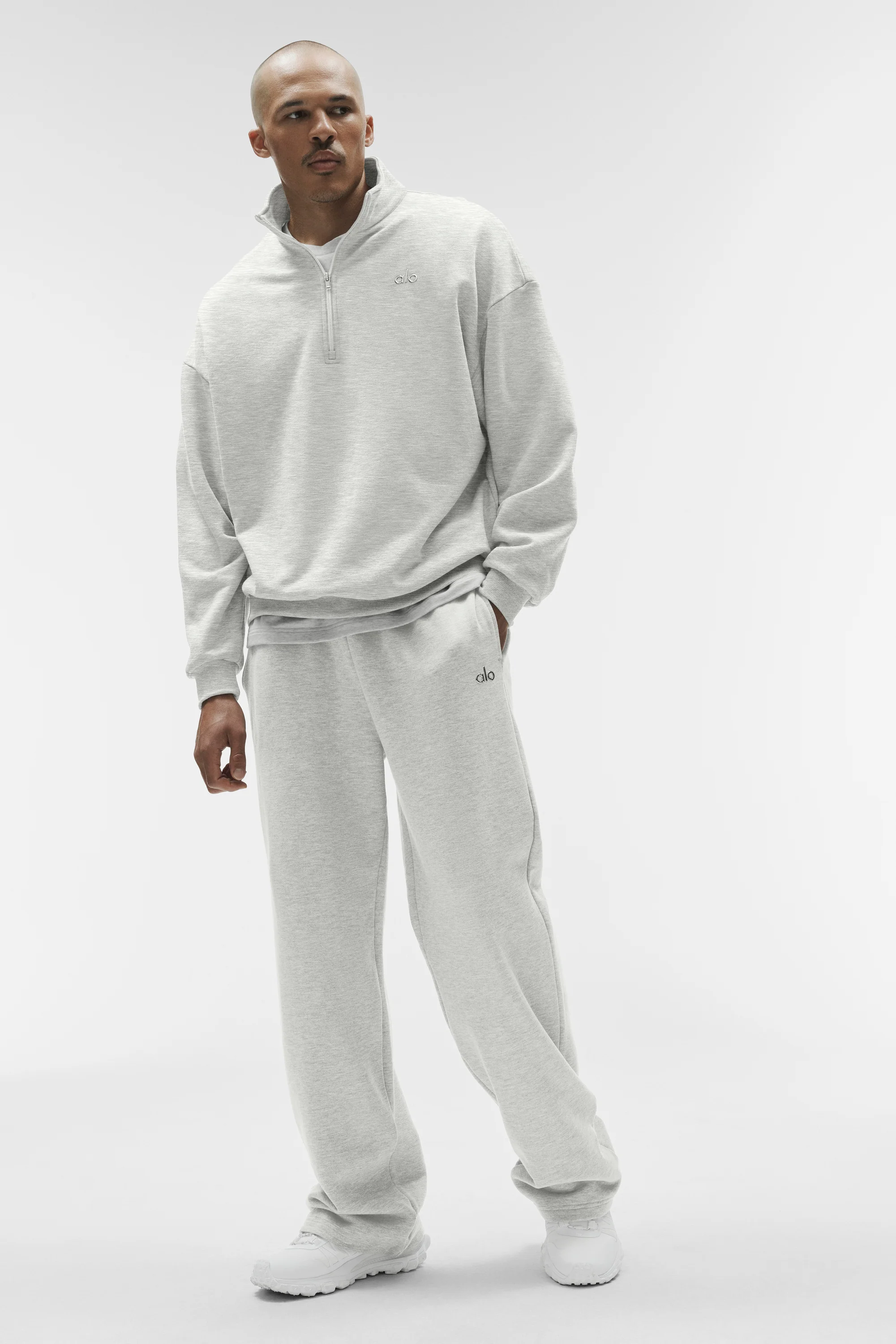 Accolade 1/4 Zip Pullover in White Heather for Men