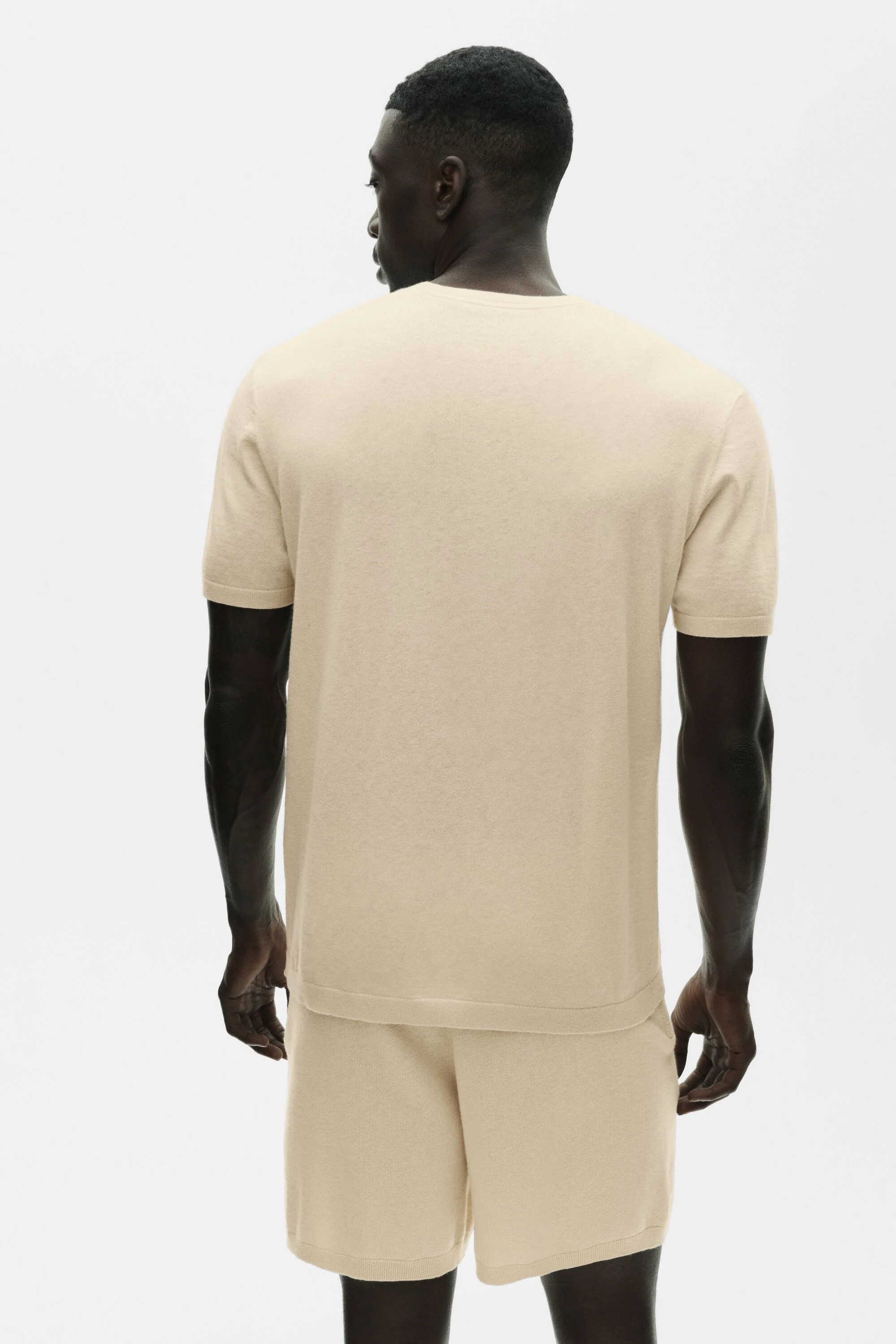 Cotton Cashmere Ever Soft Short Sleeve Crew in Sandy Beige