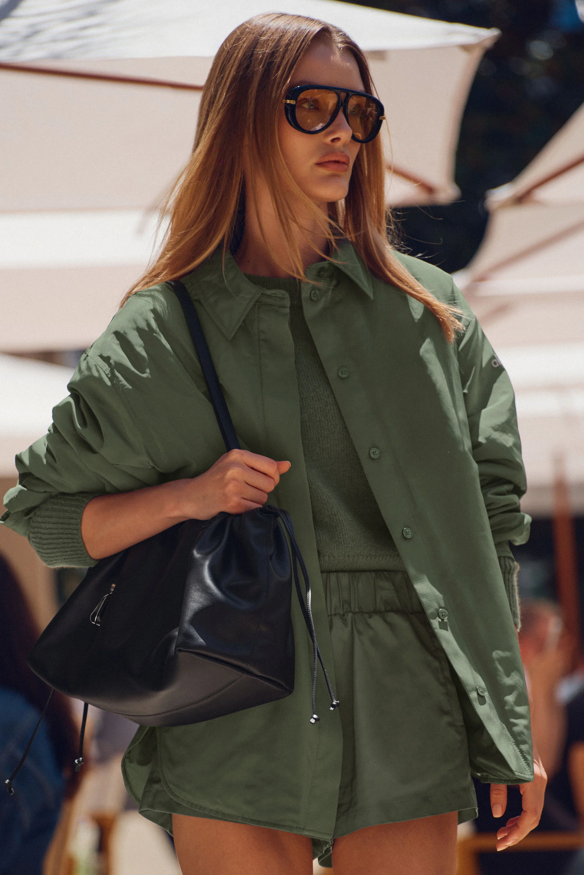 Socialite Shacket in Bamboo Green Oversized Women's Layer