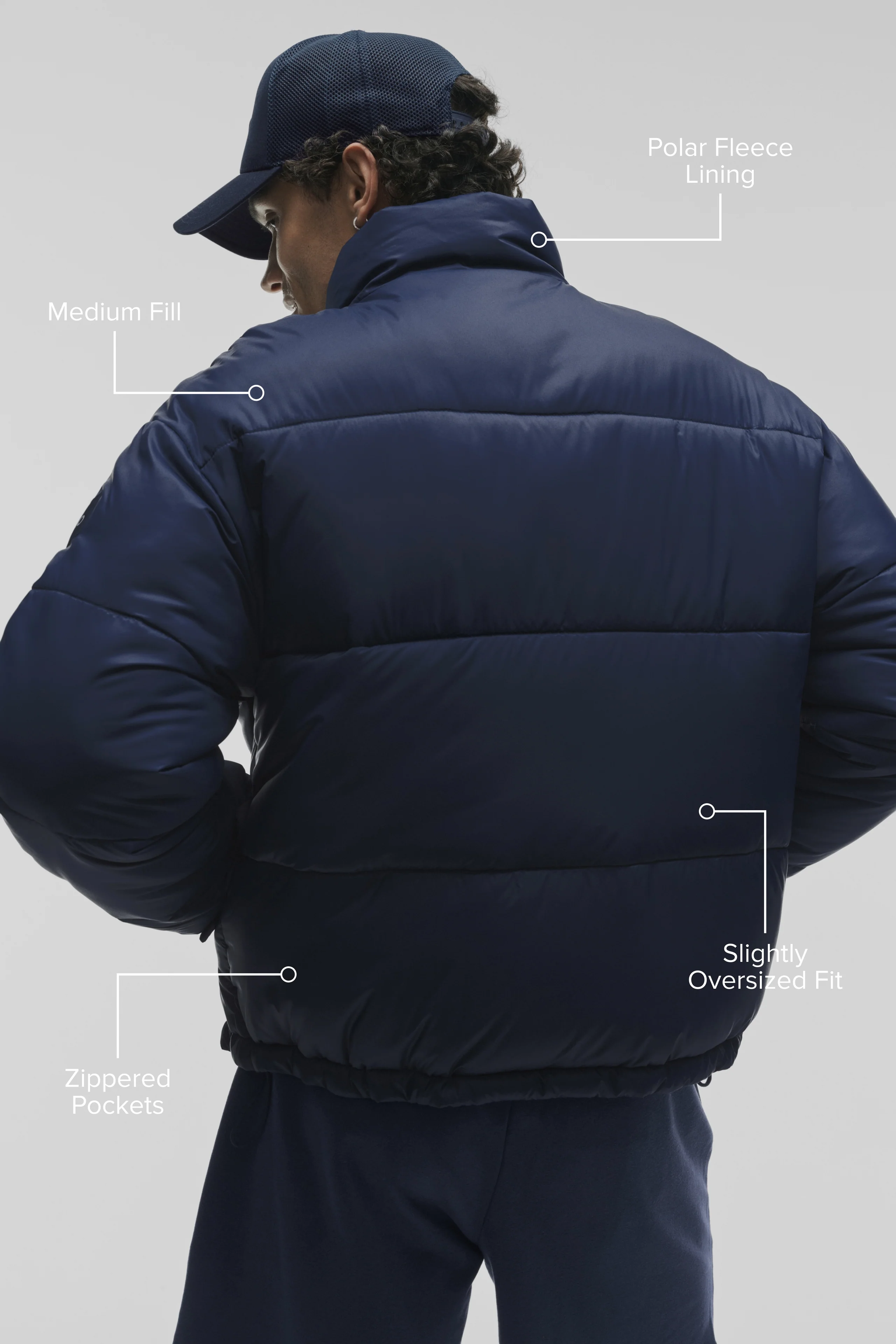 Cold Front Puffer Jacket Navy Men's Oversized Outerwear