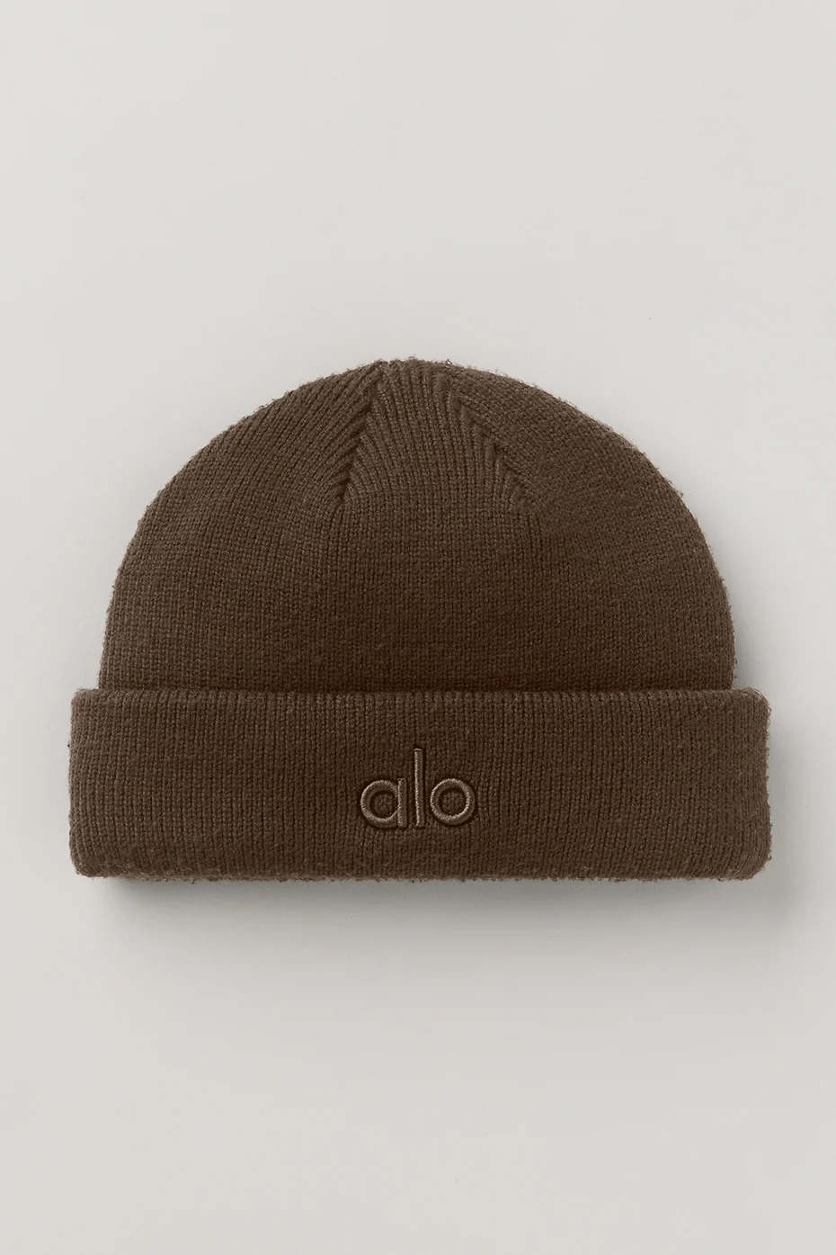 Notable Beanie in Espresso Ribbed Knit with ALO Logo