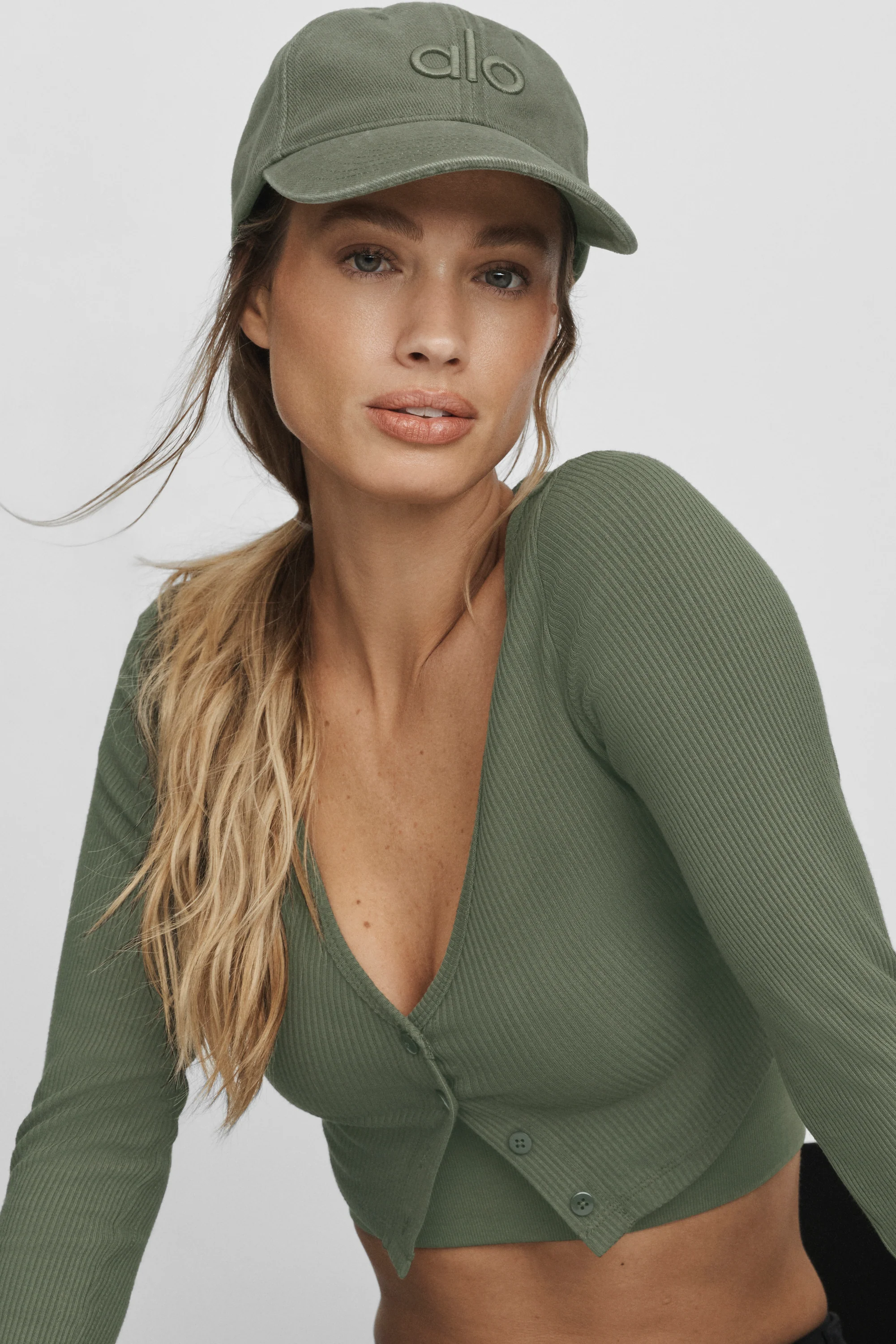 Washed Off-Duty Cap in Bamboo Green Wash
