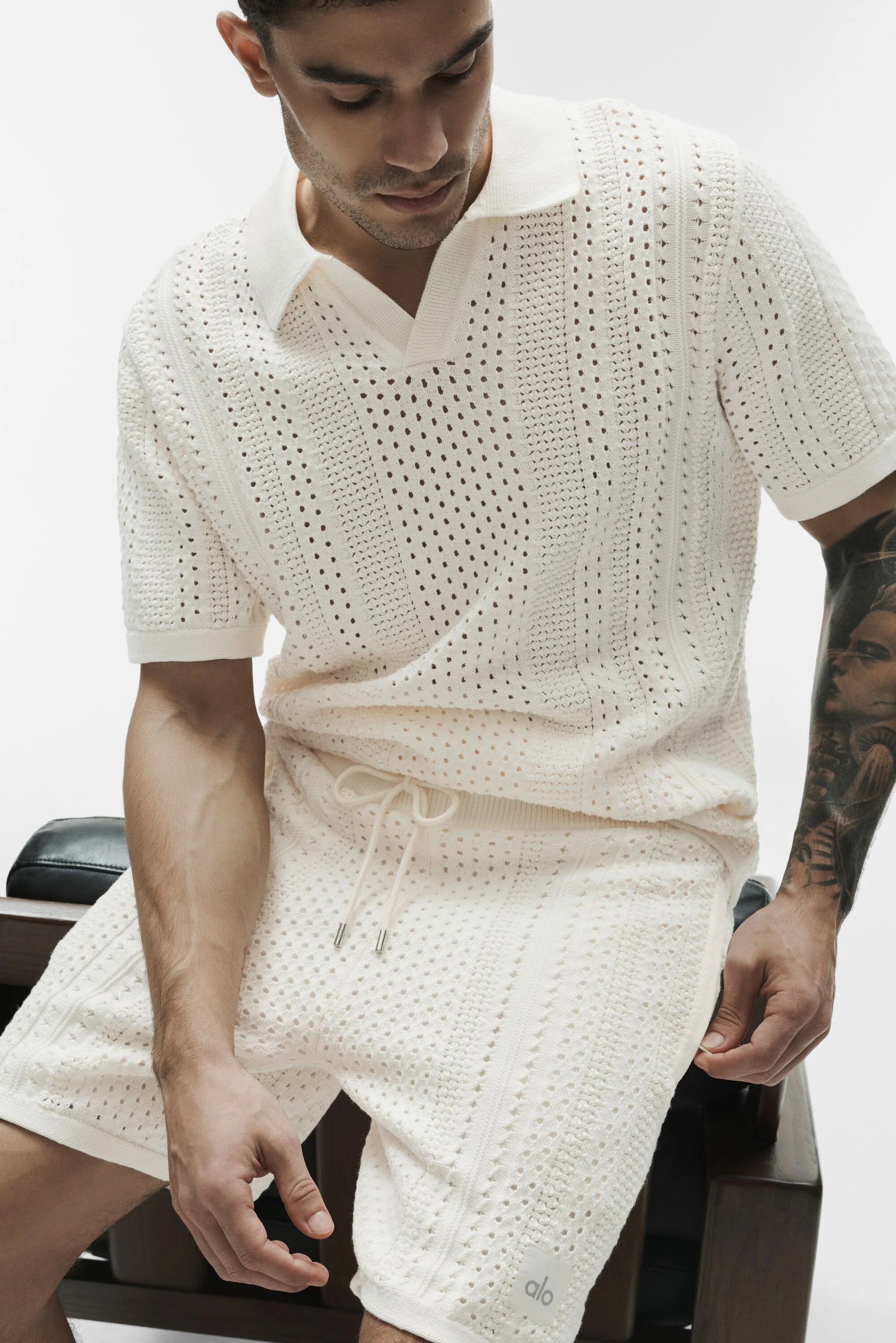 Coastline Knit -lyhythihainen polo norsunluunvalkoisena kesään