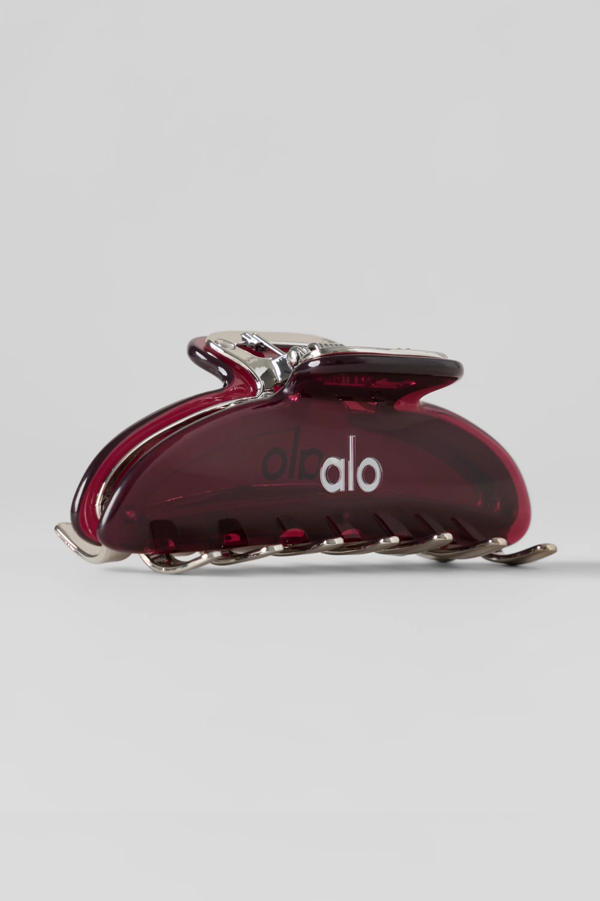 Acrylic Illusion Claw Clip in Rich Bordeaux and Chrome