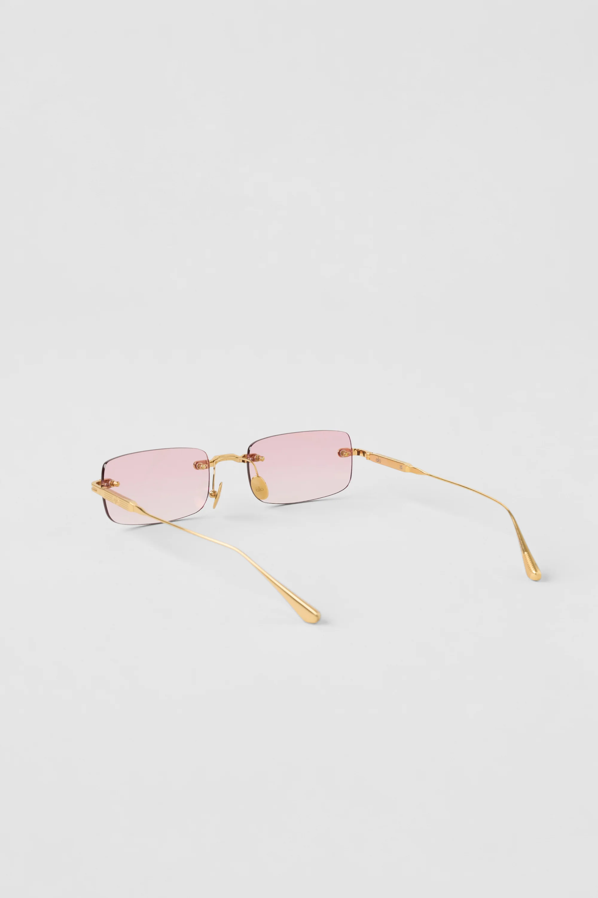 ALO Wire Frame Sunglasses Gold Titanium with Pink Gradient Lenses