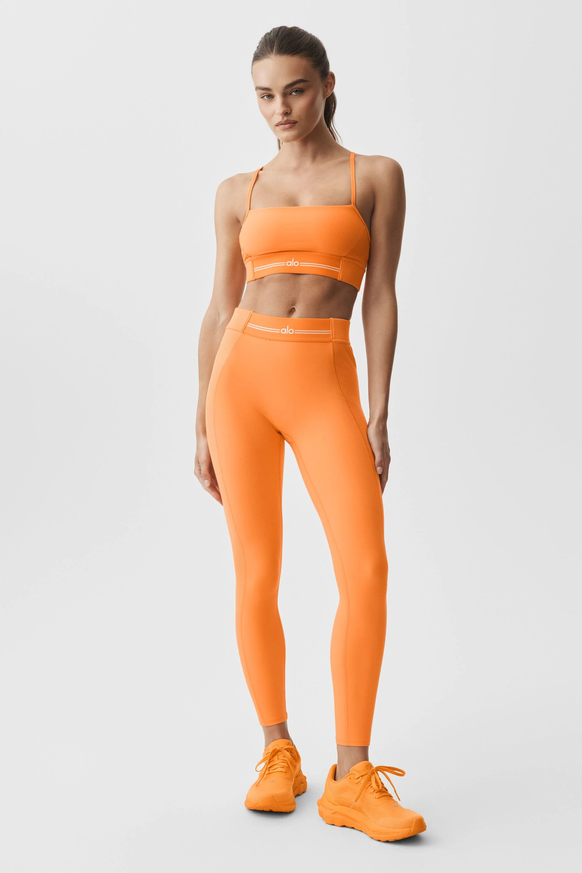 Alosoft High-Waist 7/8 Relay Legging in Satsuma Breeze and White