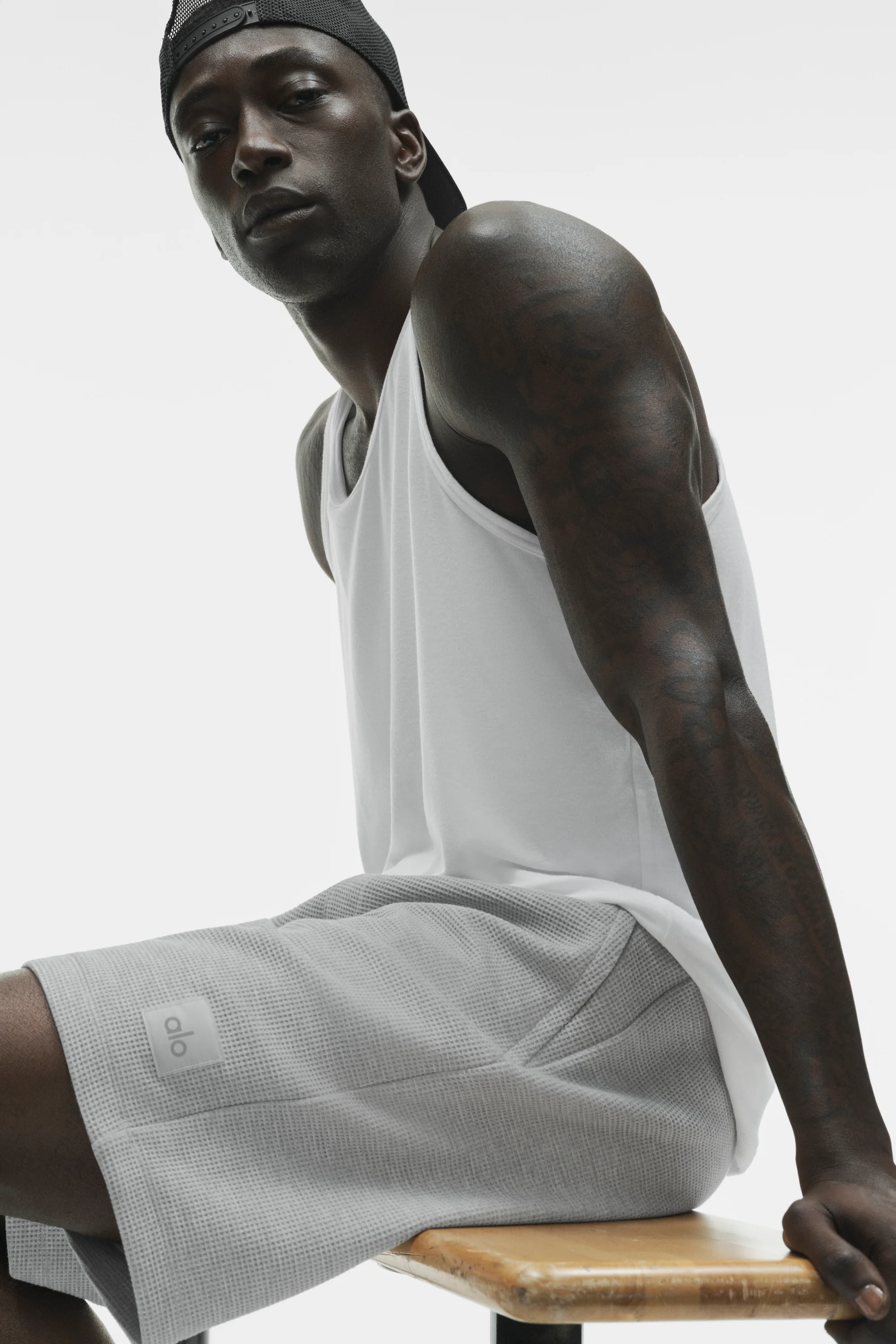 7" Waffle Lounge Short in Athletic Heather Grey