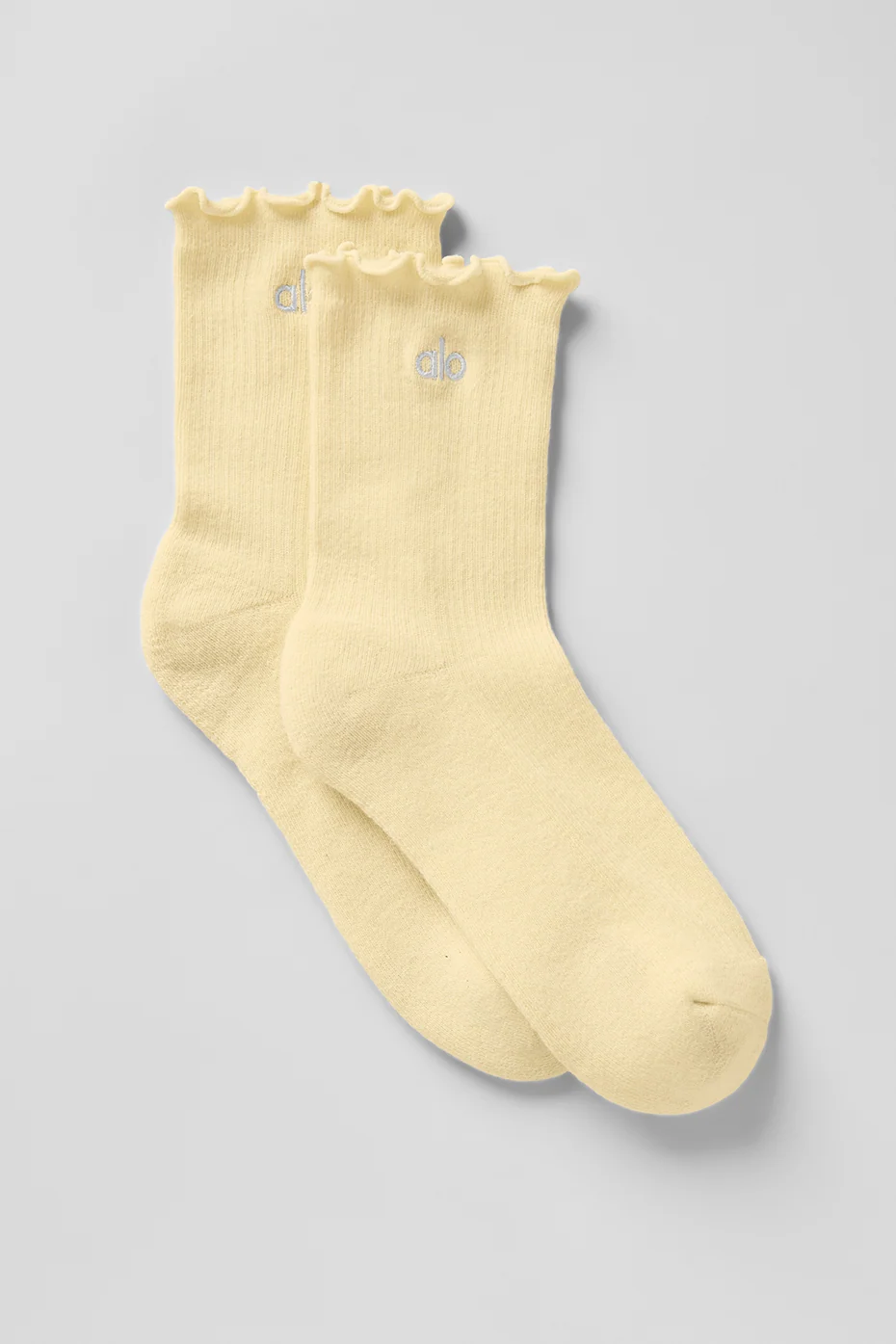 Women's Lettuce Edge Sock in Warm Butter with Ruffled Trim