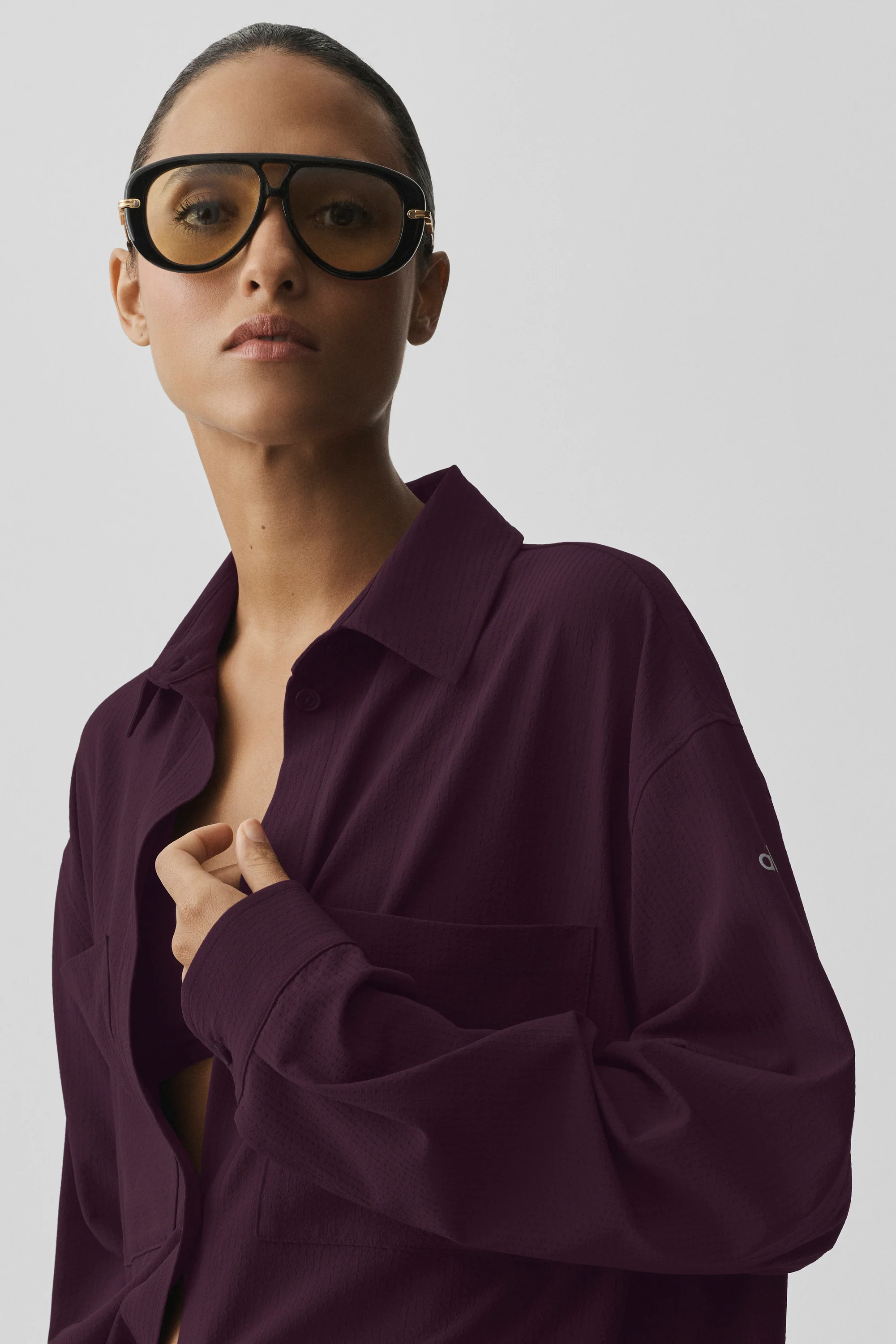 Dreamscape Oversized Button Down Long Sleeve in Crinkle Woven