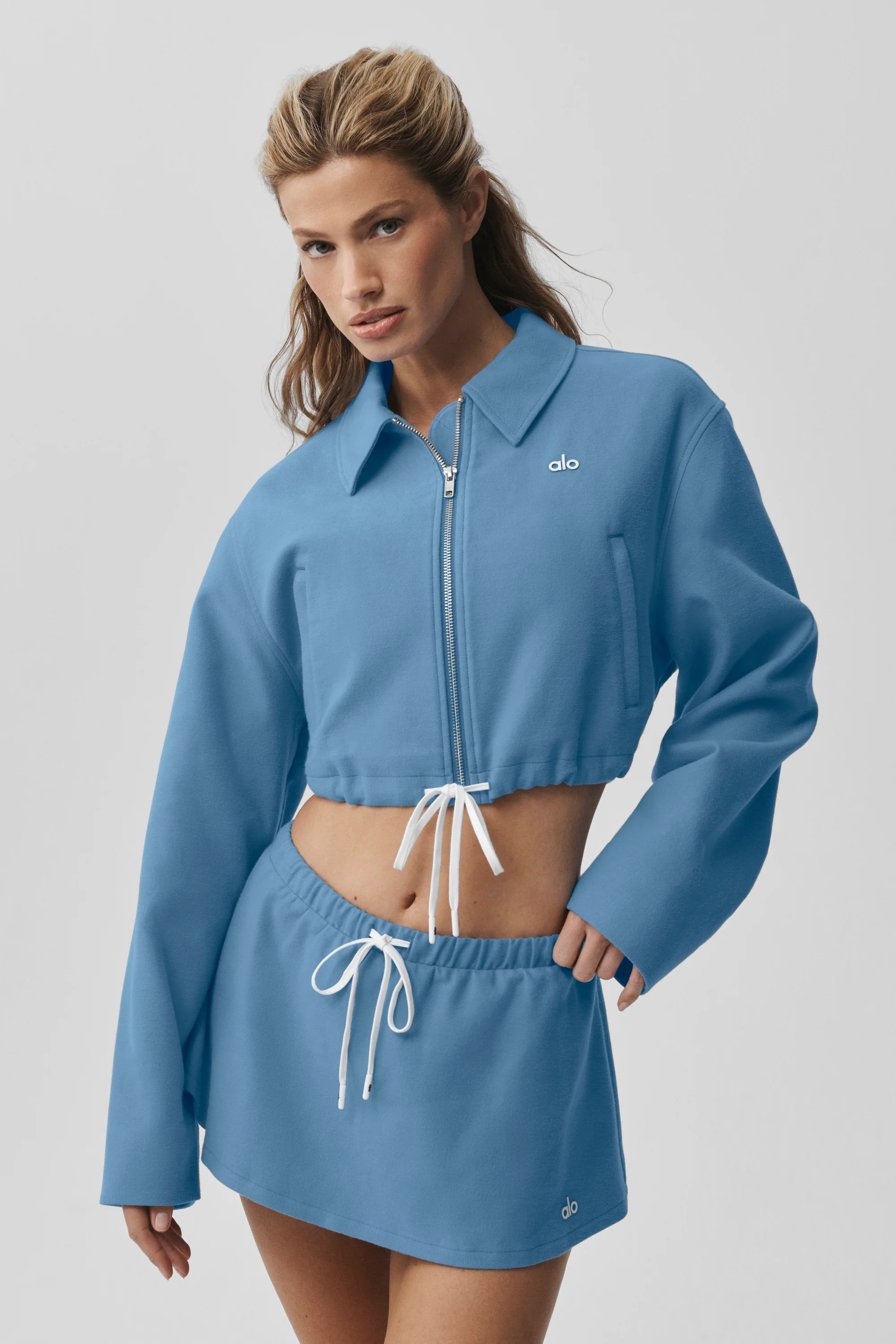 Veste zippée courte Fan Favorite en bleu California