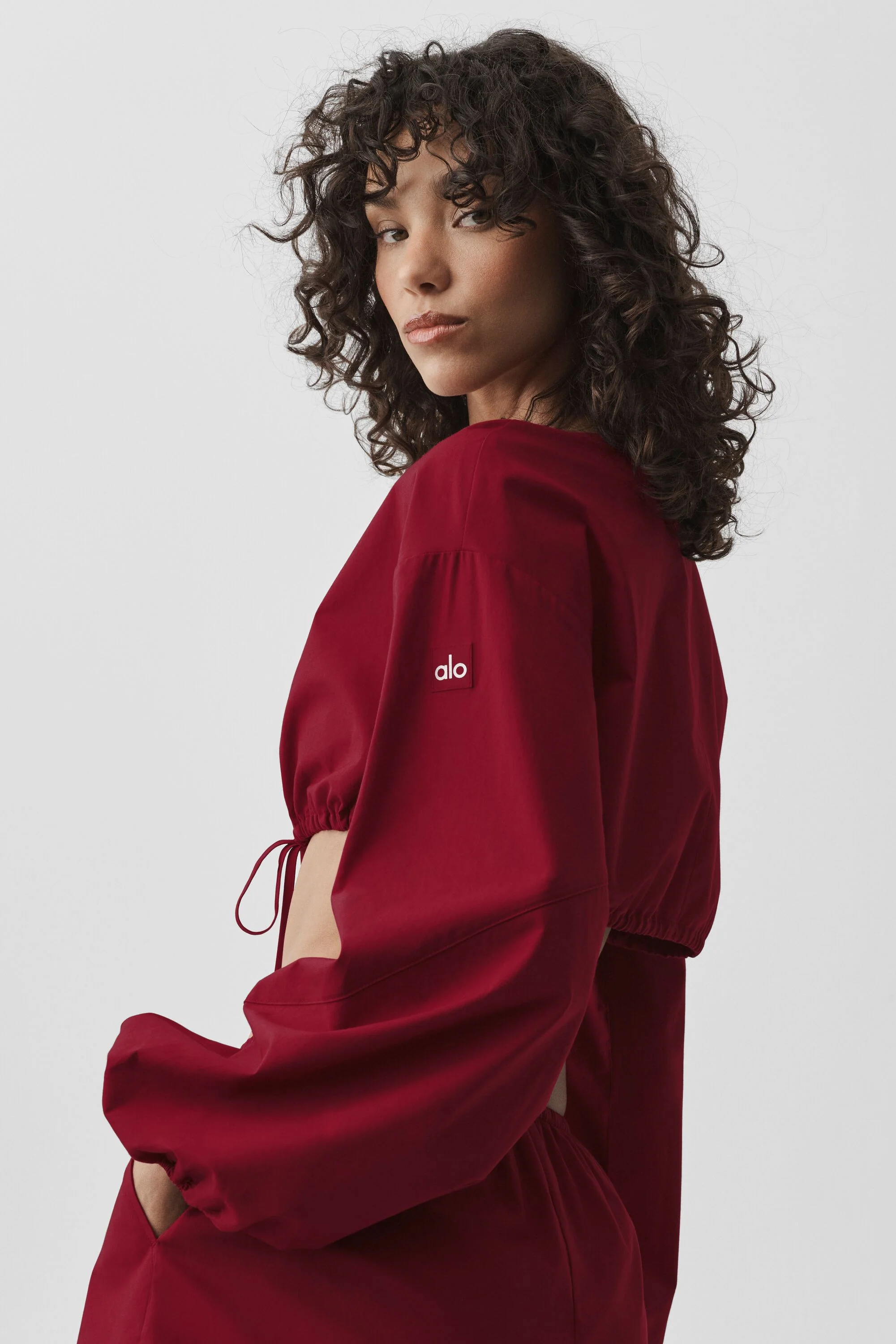 Cotton Cropped Real Deal Long Sleeve Summer Romance Red Top