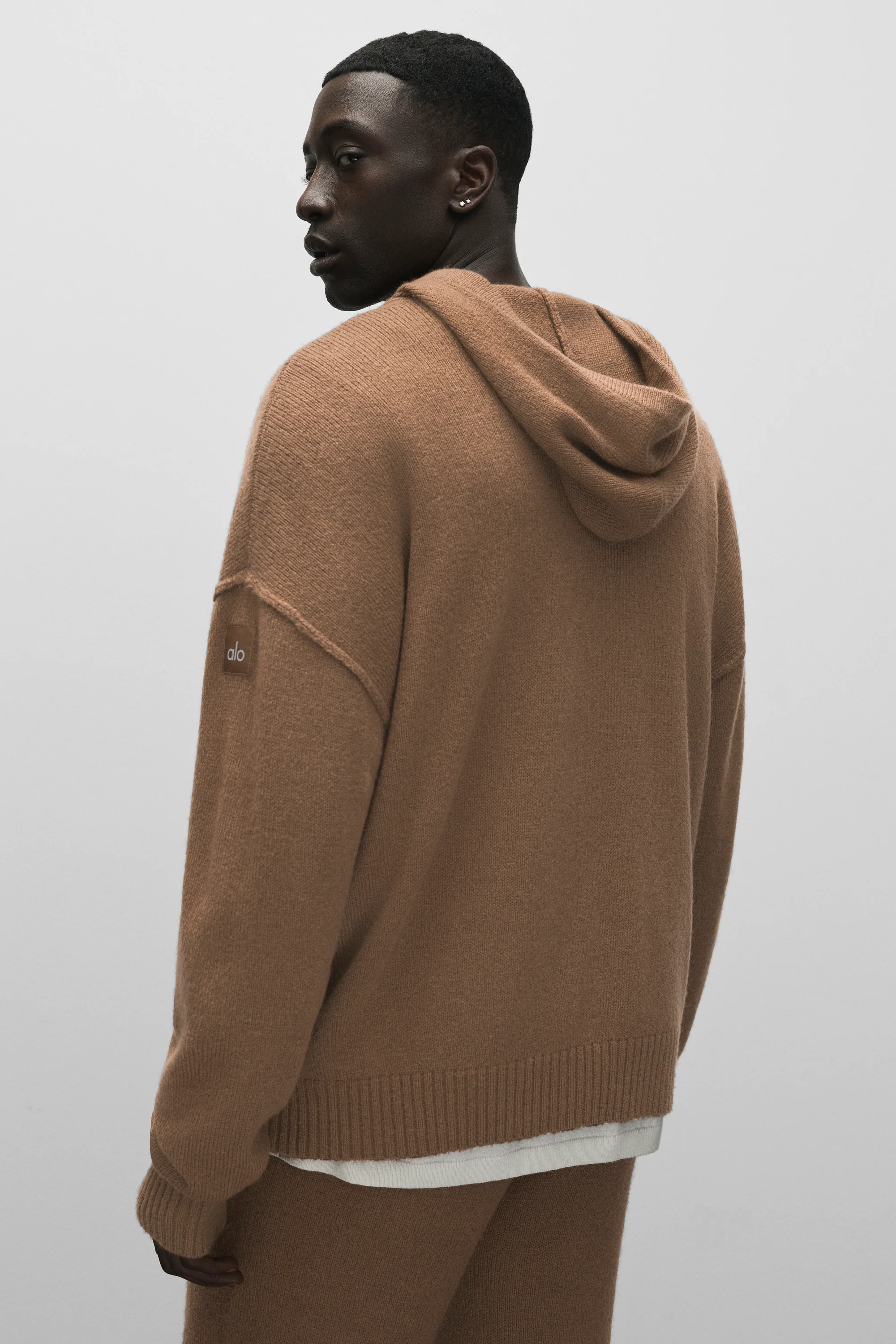 Wool Cashmere New Class hættetrøje i java brown til mænd