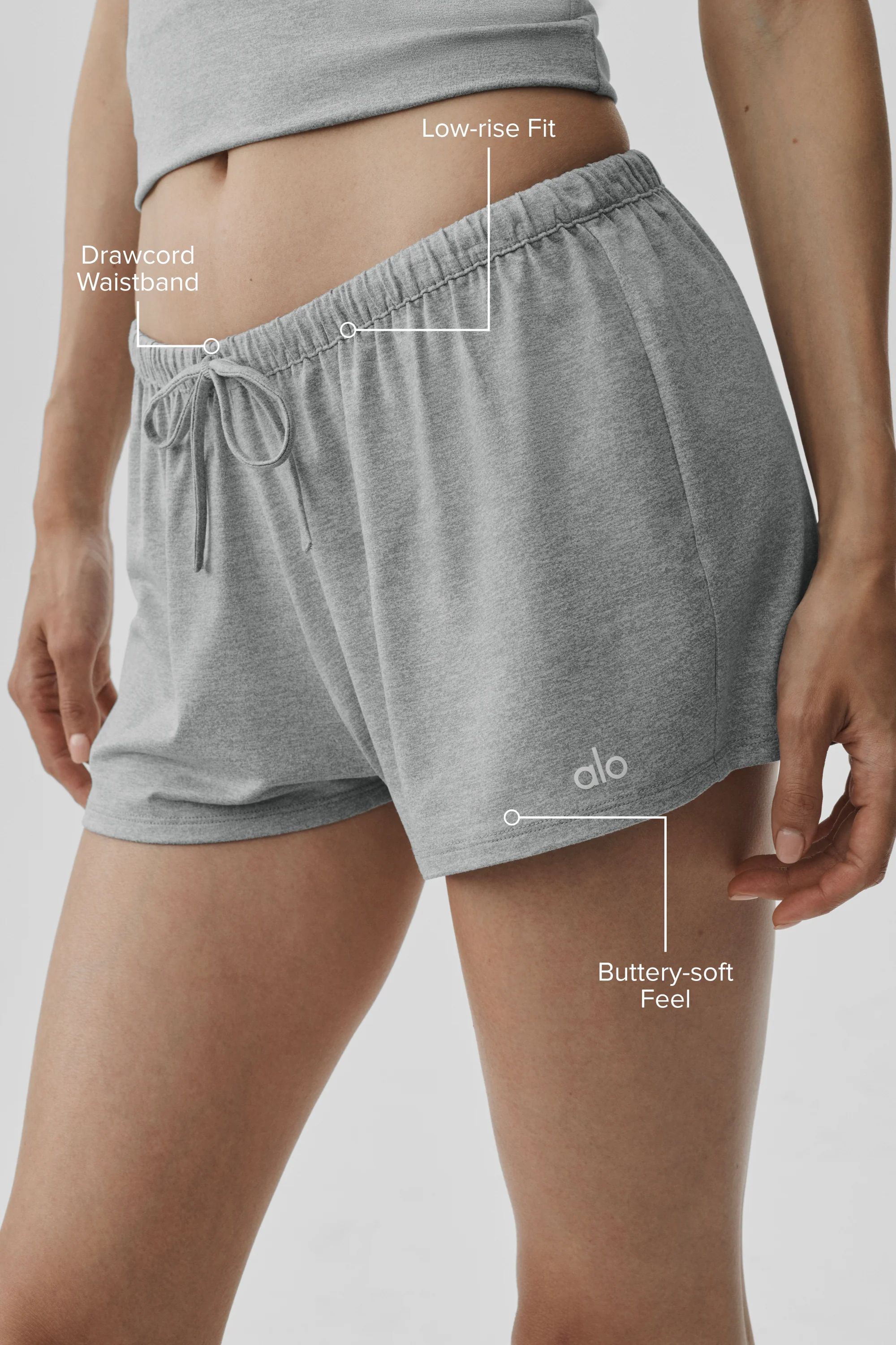 Alosoft Low-Rise Finesse Short in Vintage Athletic Heather