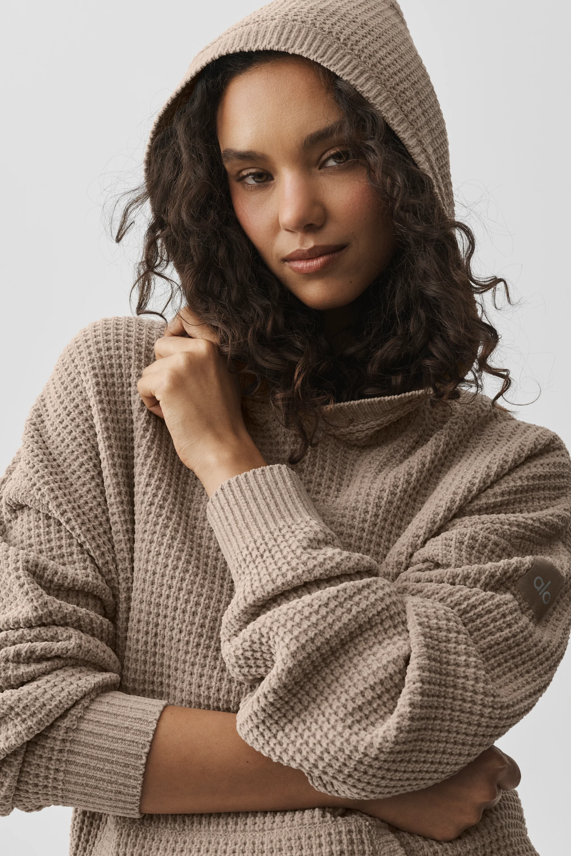Gravel Waffle Chenille Edition hættetrøje til kvinder, relaxed fit