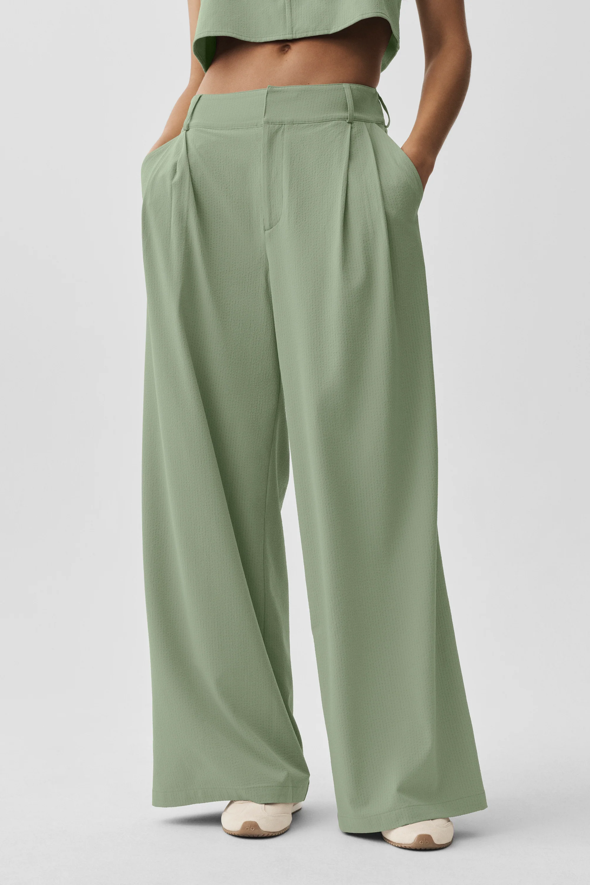 Pantalone Dreamscape a vita alta lunghezza regular in Dune Grass