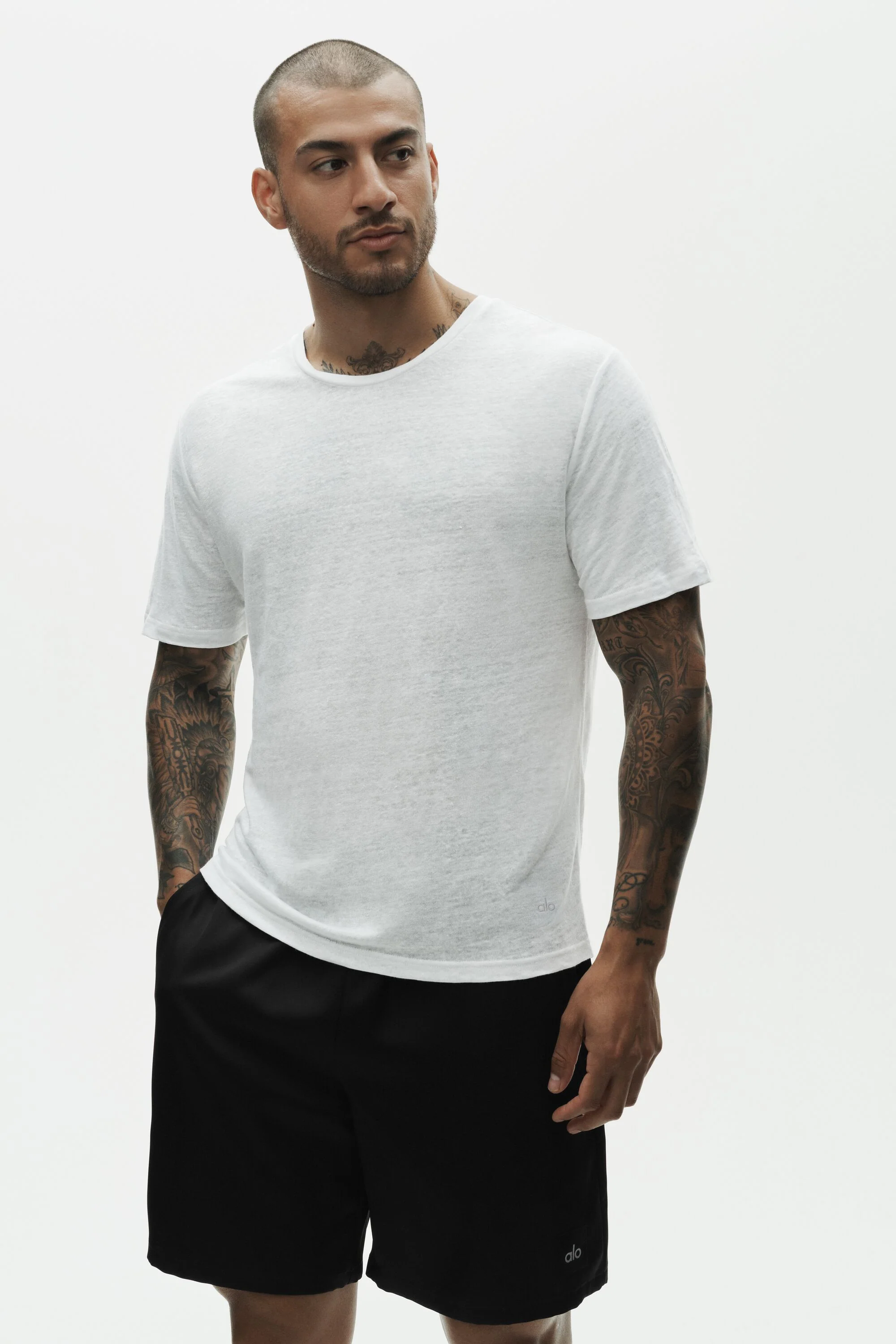Linen Jersey Coastal Short Sleeve Tee in White für Herren