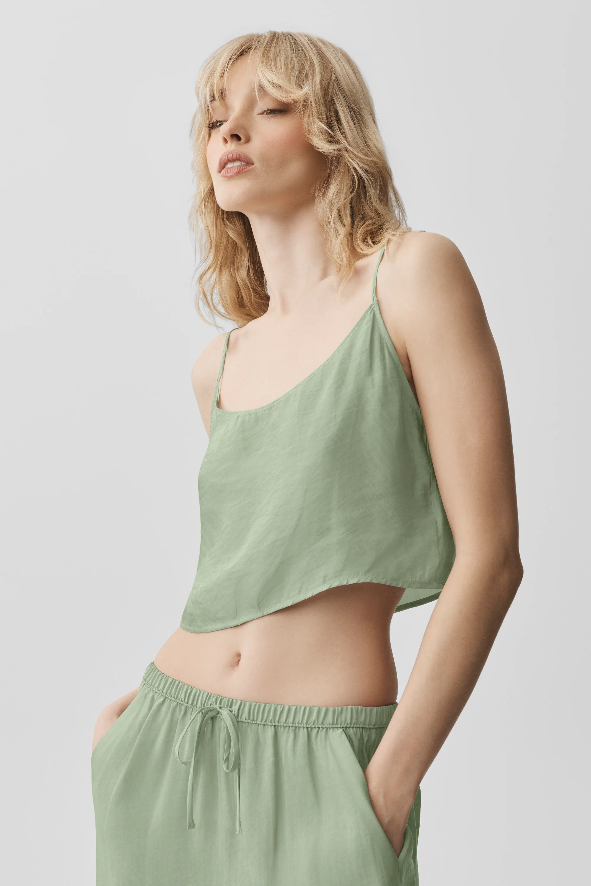 Semi-Sheer Golden Hour Tank Top in Dune Grass