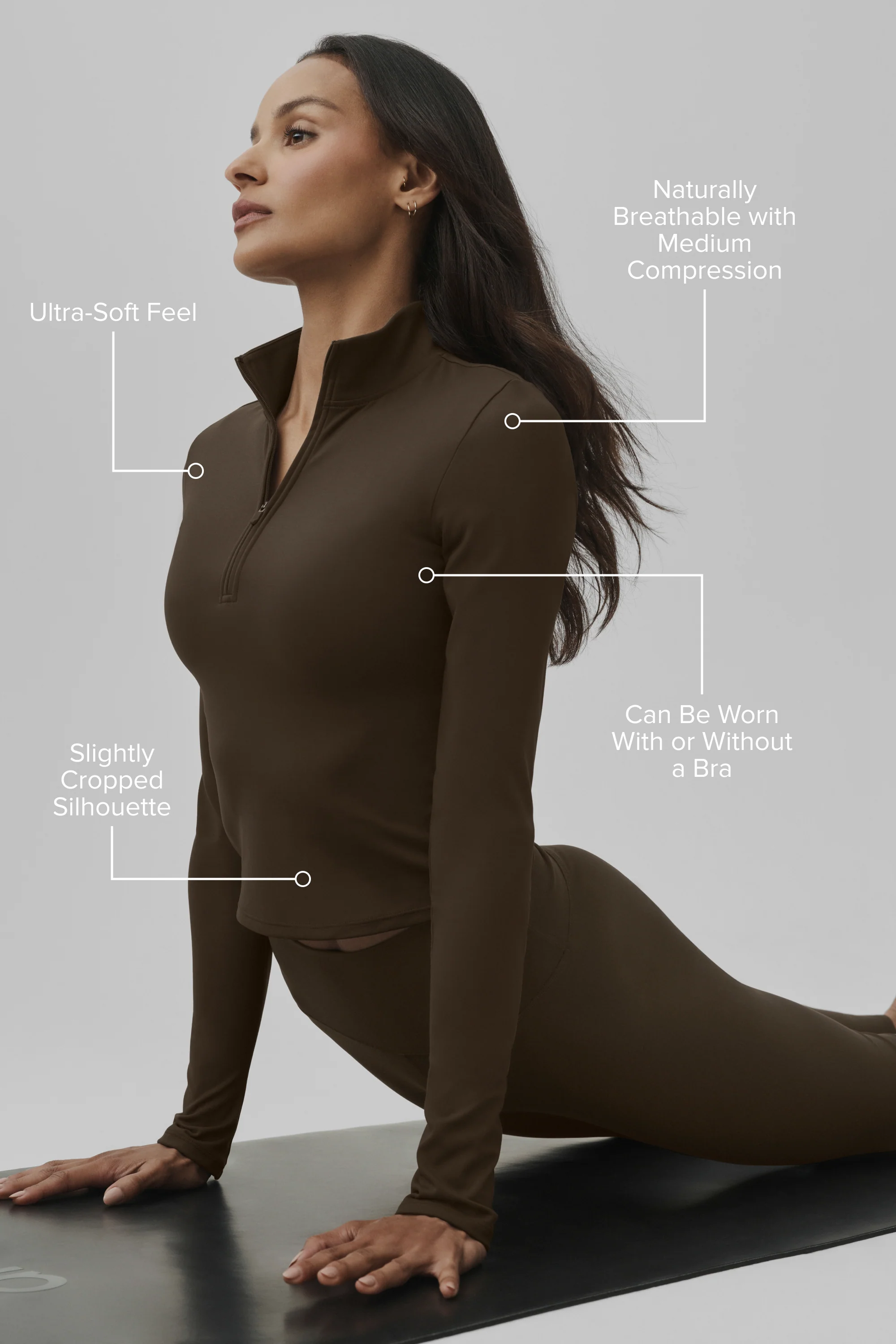 ALO Softsculpt Precision 1/4 Zip Long Sleeve in Espresso