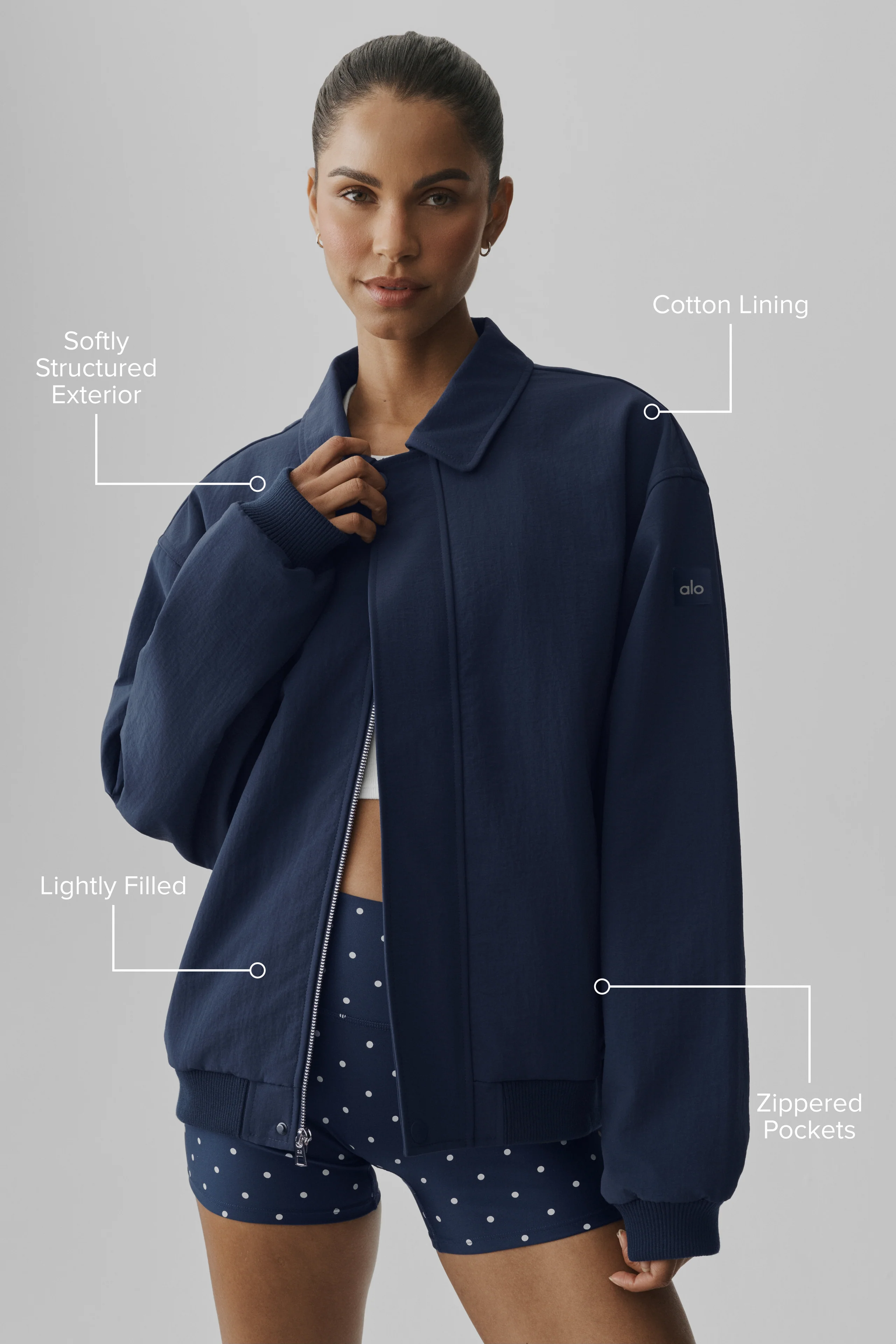 Duality Bomber Jacket in Navy for Women