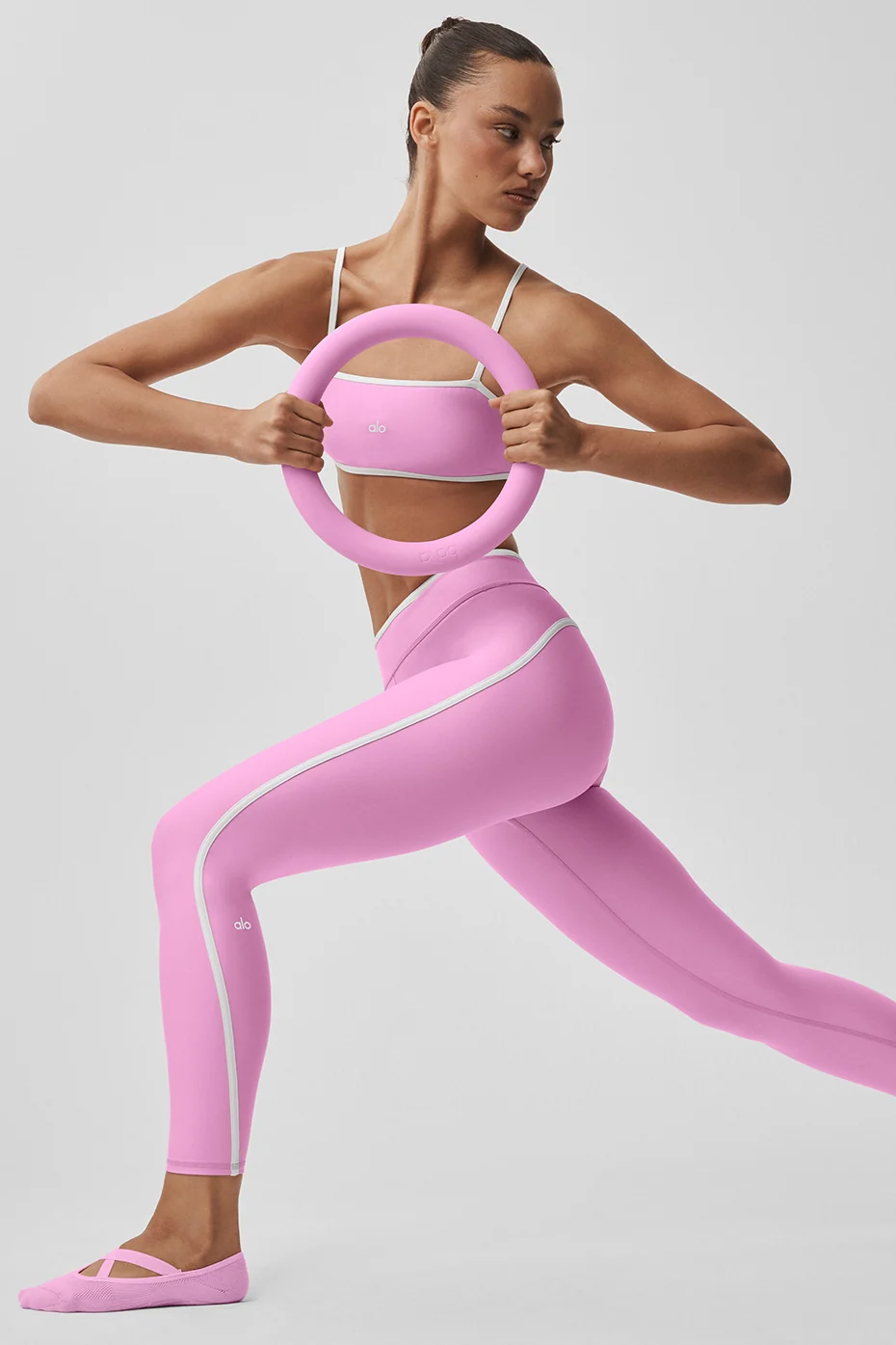 Airlift Charger Bra in Candy Heart Pink and White High Compression