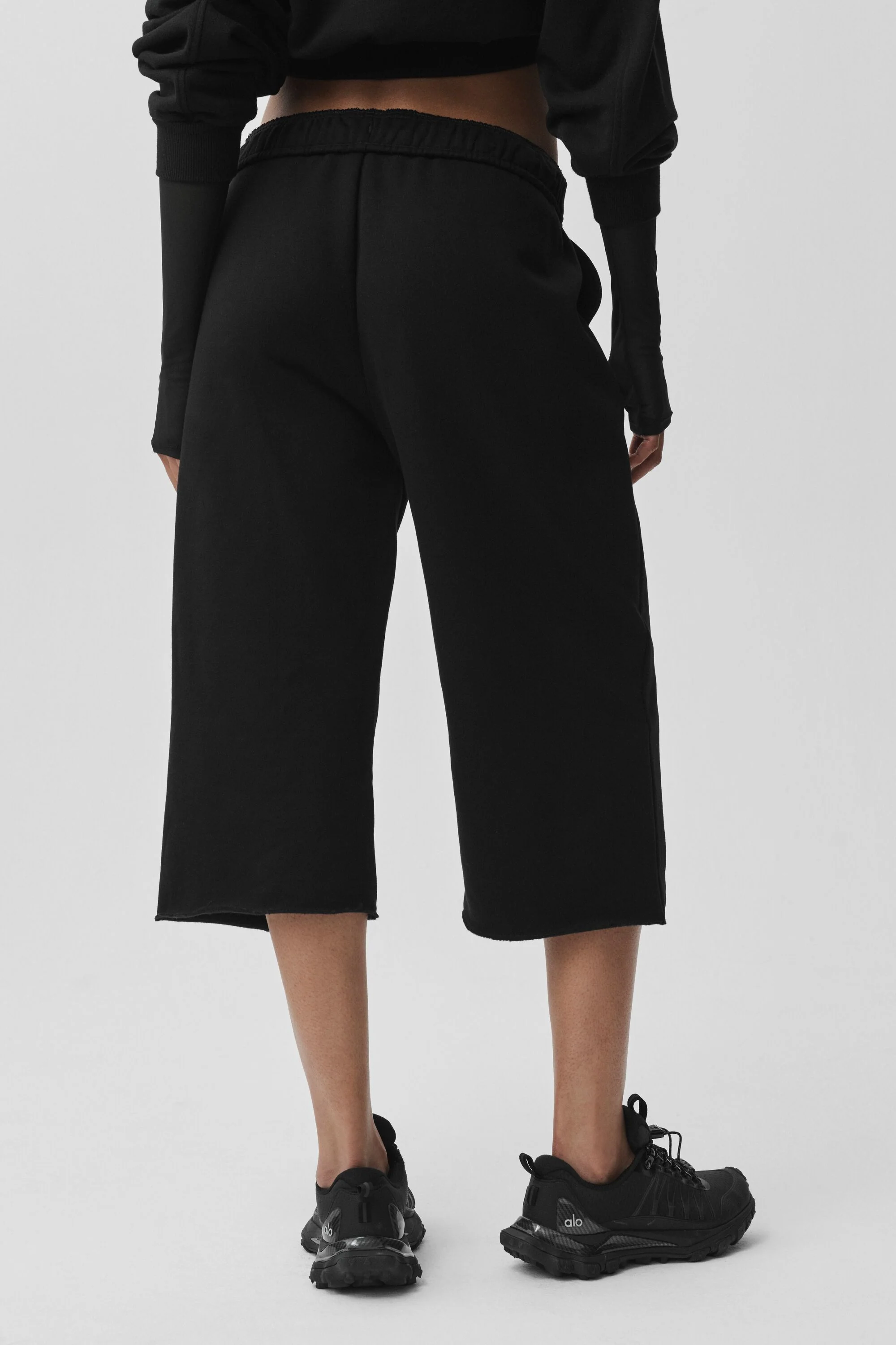 Black Accolade Cutoff Sweatpant With Mid-Calf Hem in French Terry