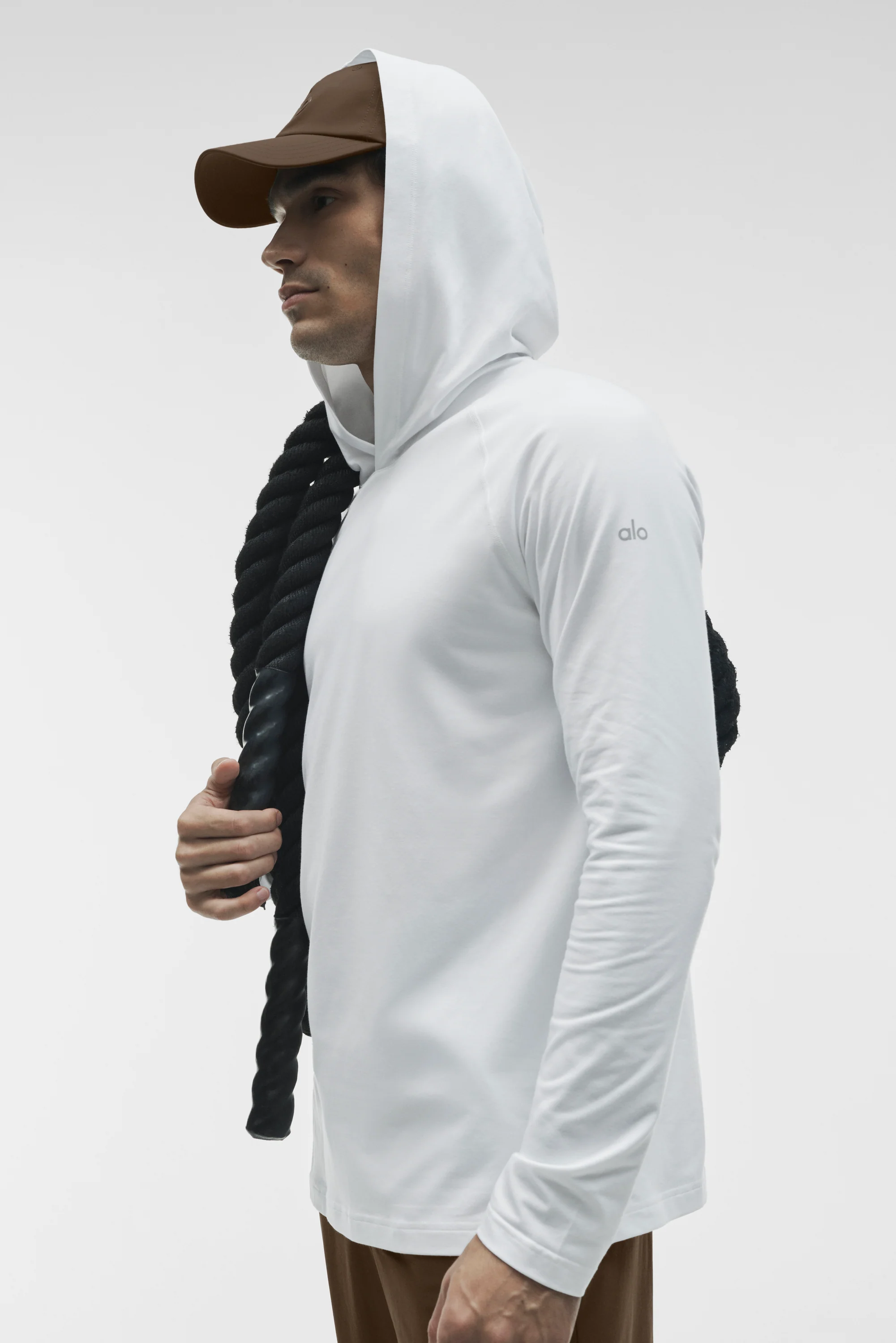ALO Vapor Long Sleeve Hoodie in White for Men
