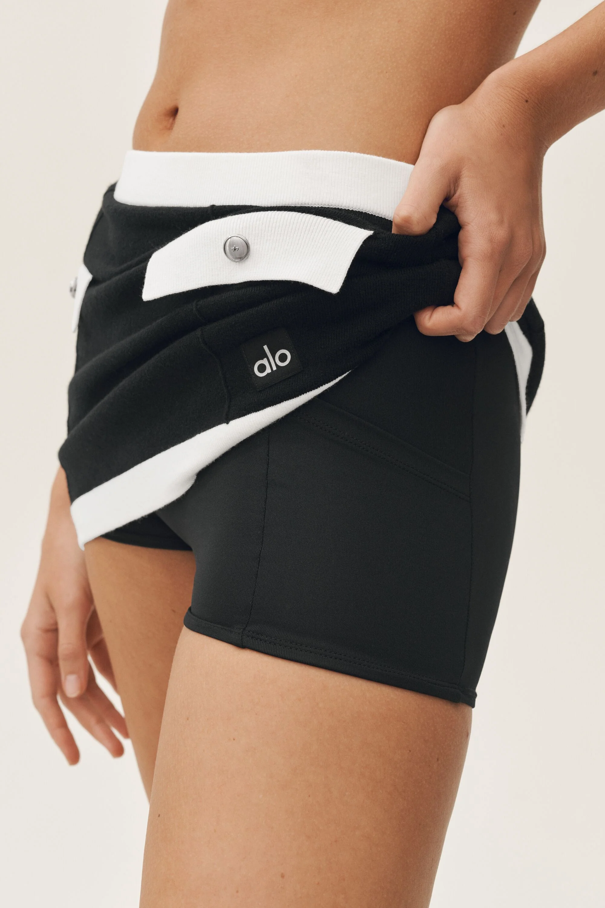 Jupe Capri Dream taille haute en coton cachemire noir/blanc