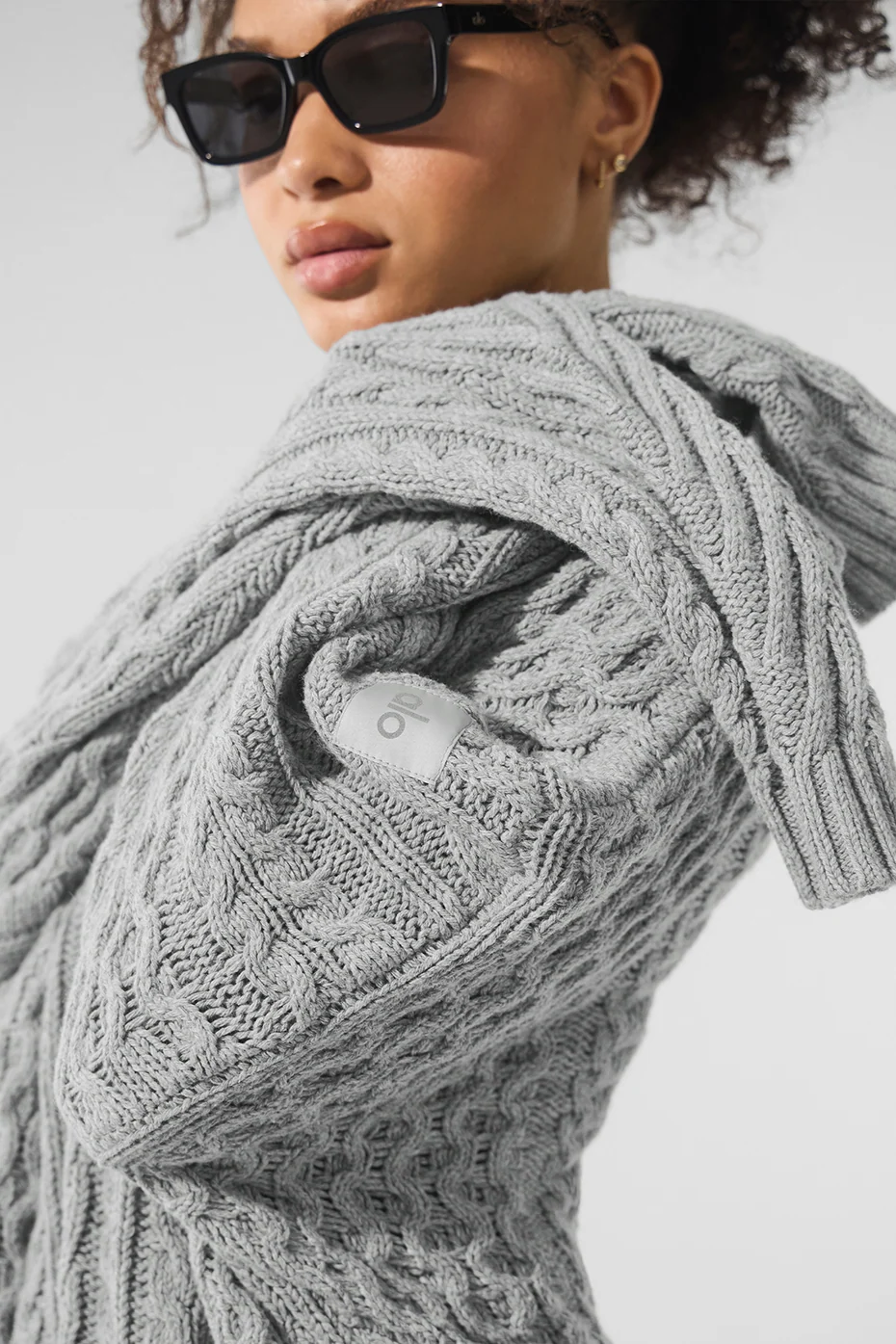 Suéter de Gola Redonda Cable Knit - Athletic Heather Grey