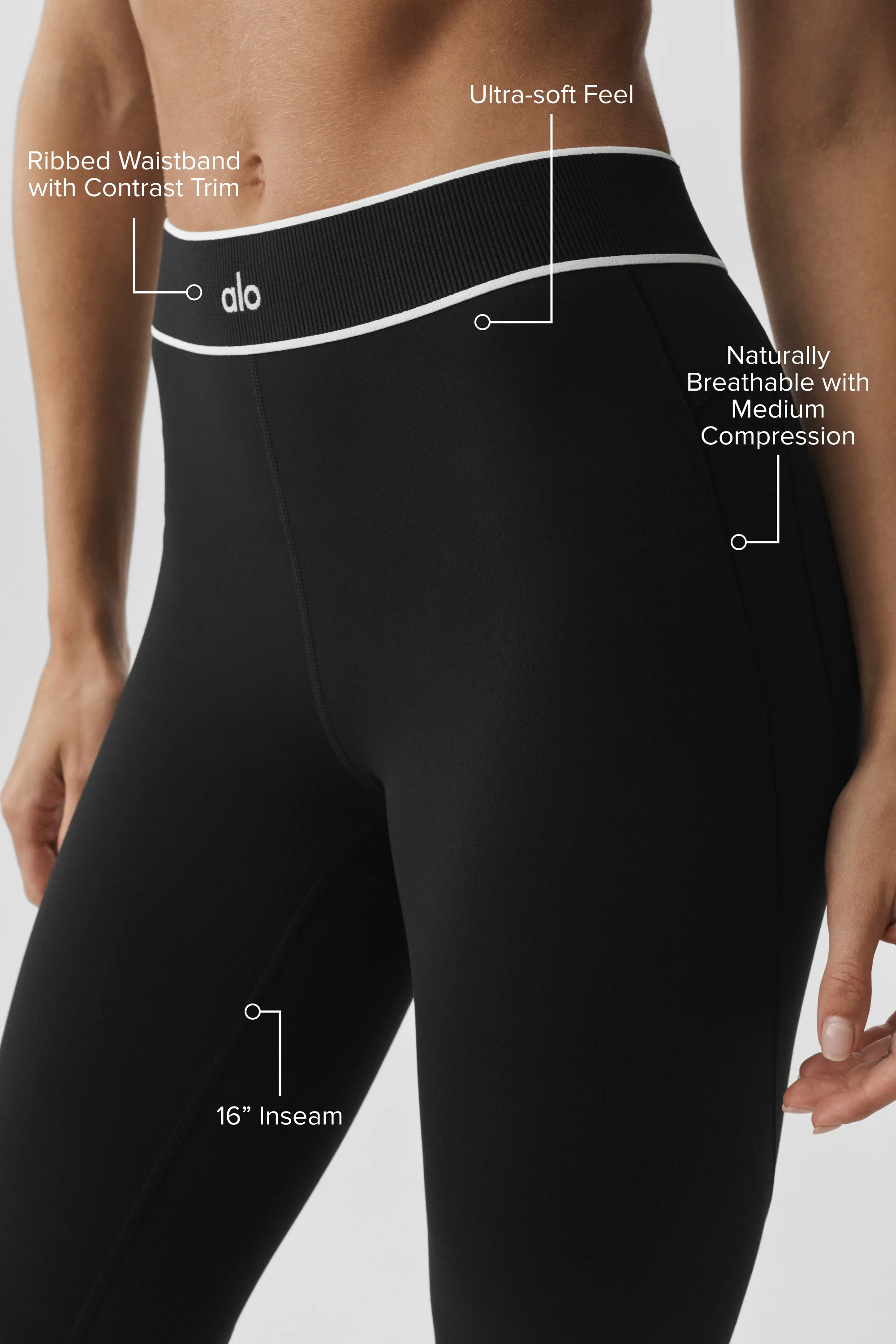 ALO Softsculpt High-Waist Amp It Up Capri in Black, 16-Inch Innenbeinlänge