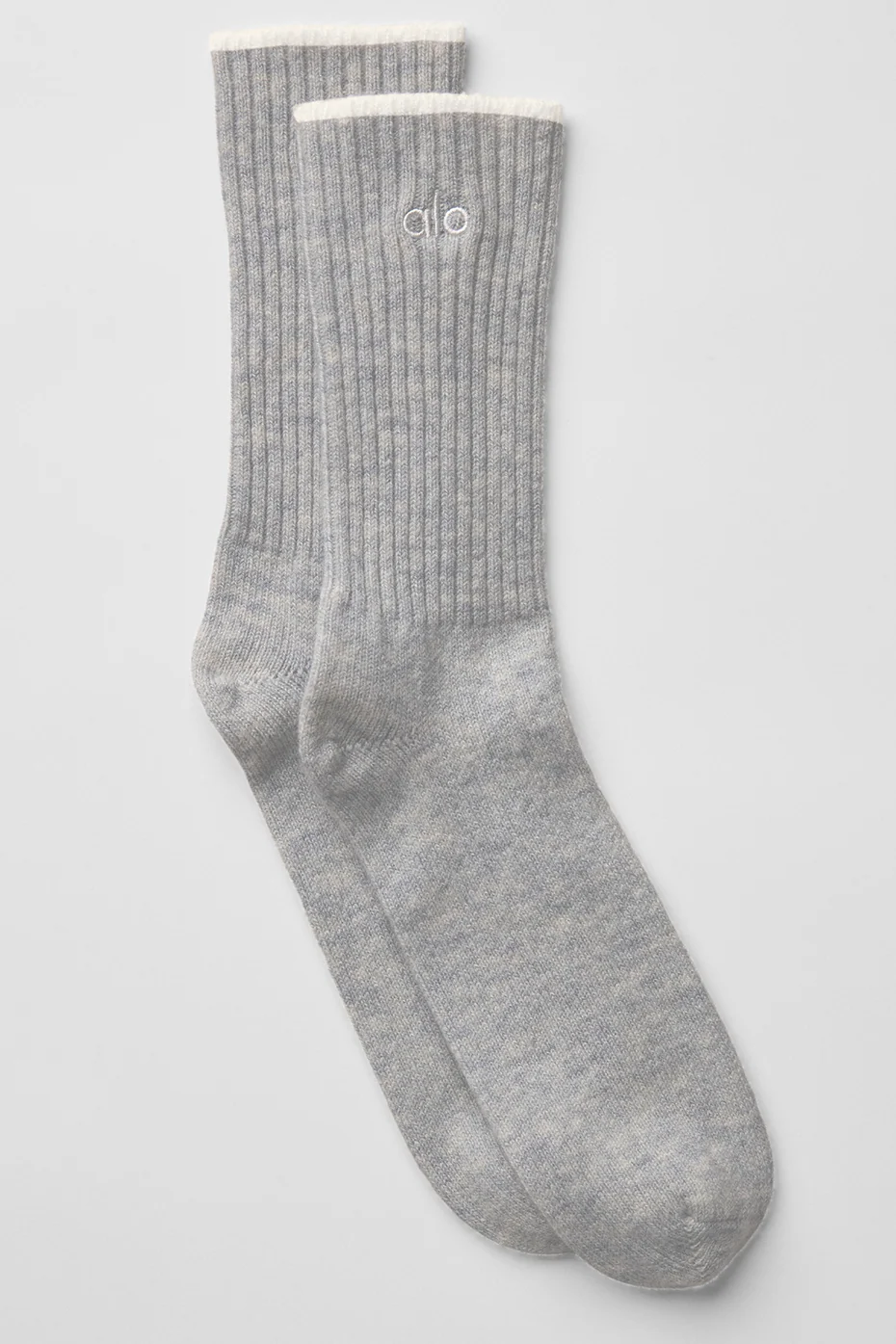 Unisex-Socke aus Wolle und Kaschmir, Light Frosted, Hellgrau meliert und Elfenbein
