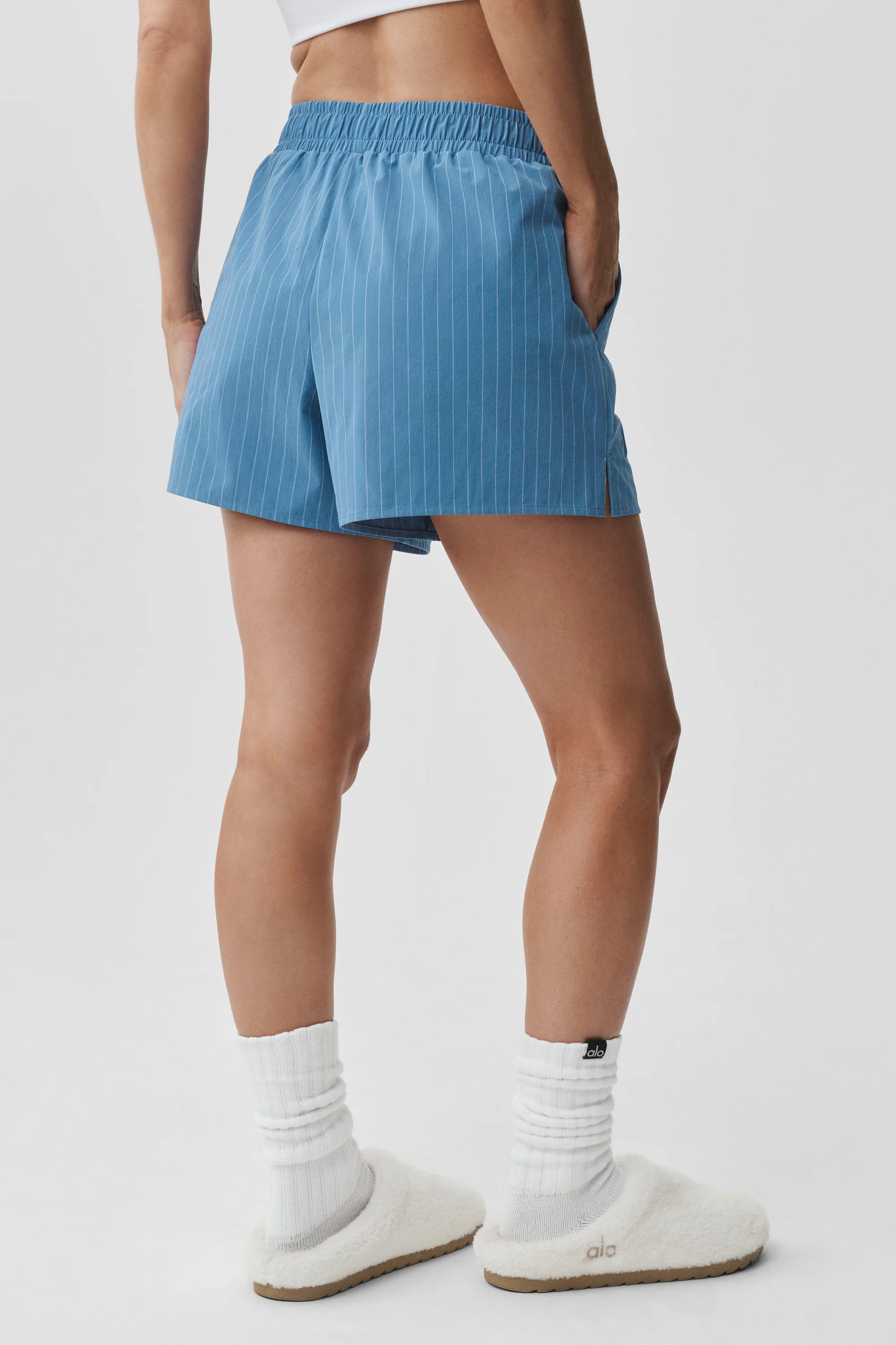 Pinstripe Daylight boxer-shorts i California Blue og hvid