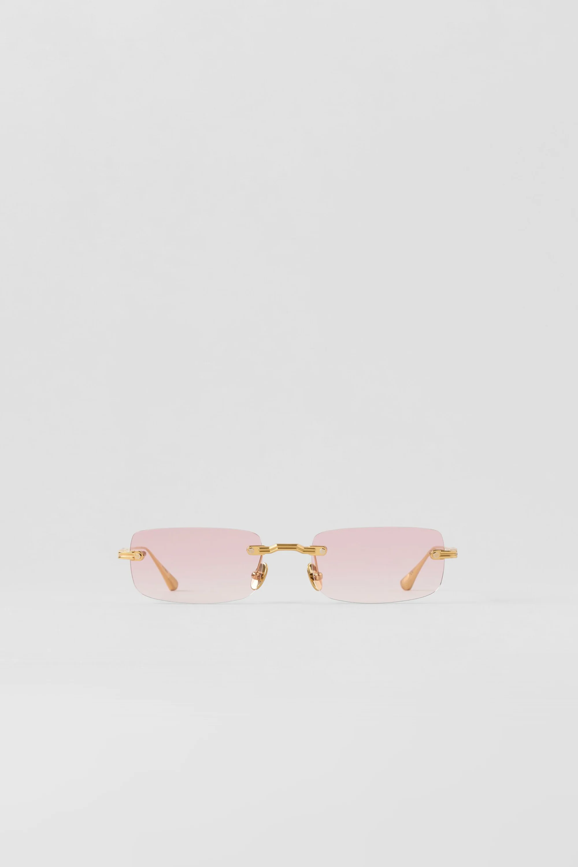 ALO Wire Frame Sunglasses Gold Titanium with Pink Gradient Lenses