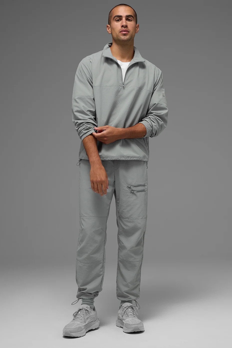 Felpa leggera da mezza zip con colletto in grigio lunar per il tempo libero