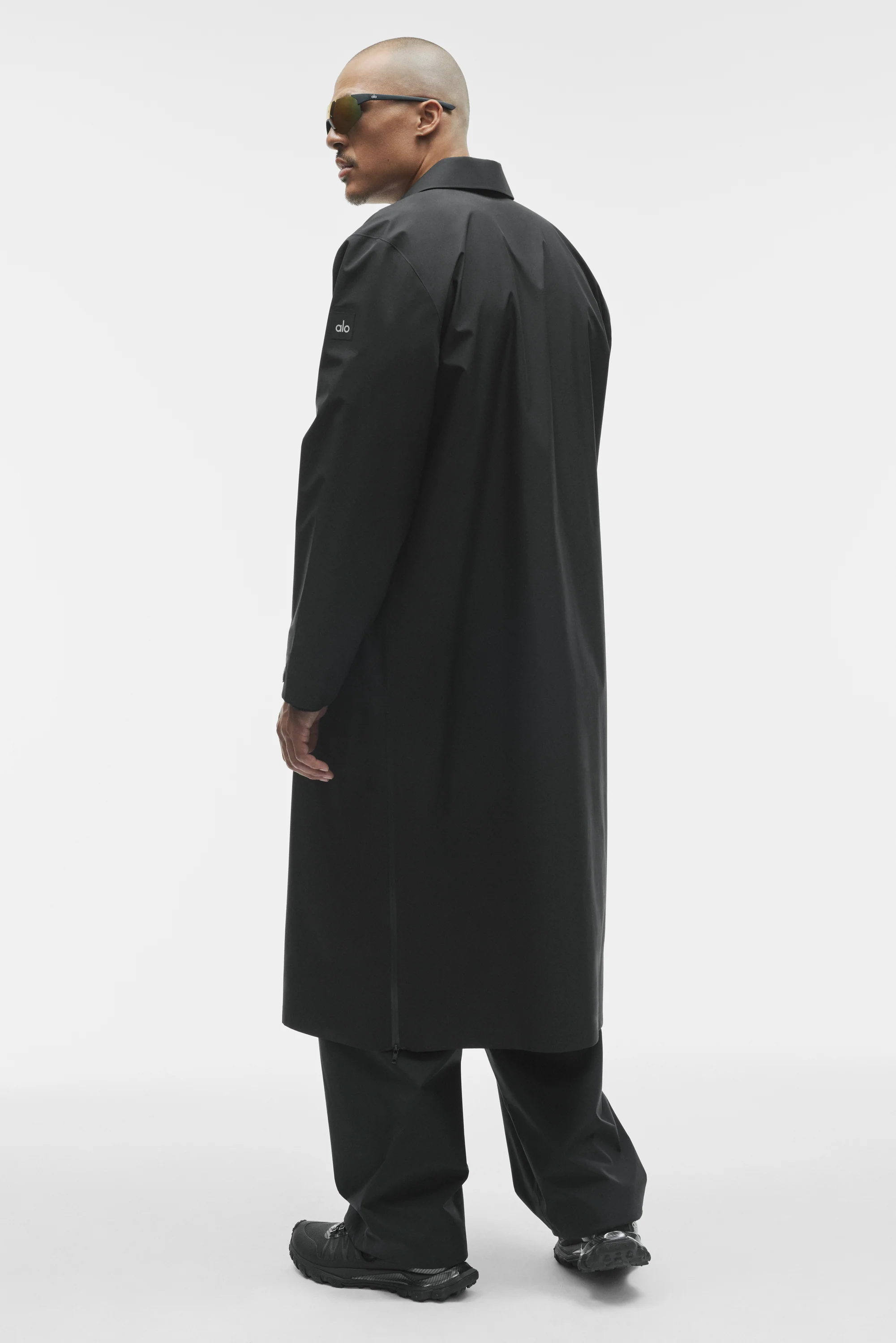 Abrigo largo Alpha Shell en negro, prenda exterior para hombre resistente al agua