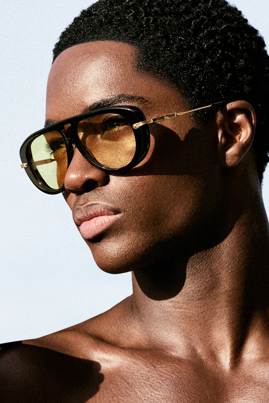 ALO Aviator Sunglasses in Black with Yellow Amber Lenses