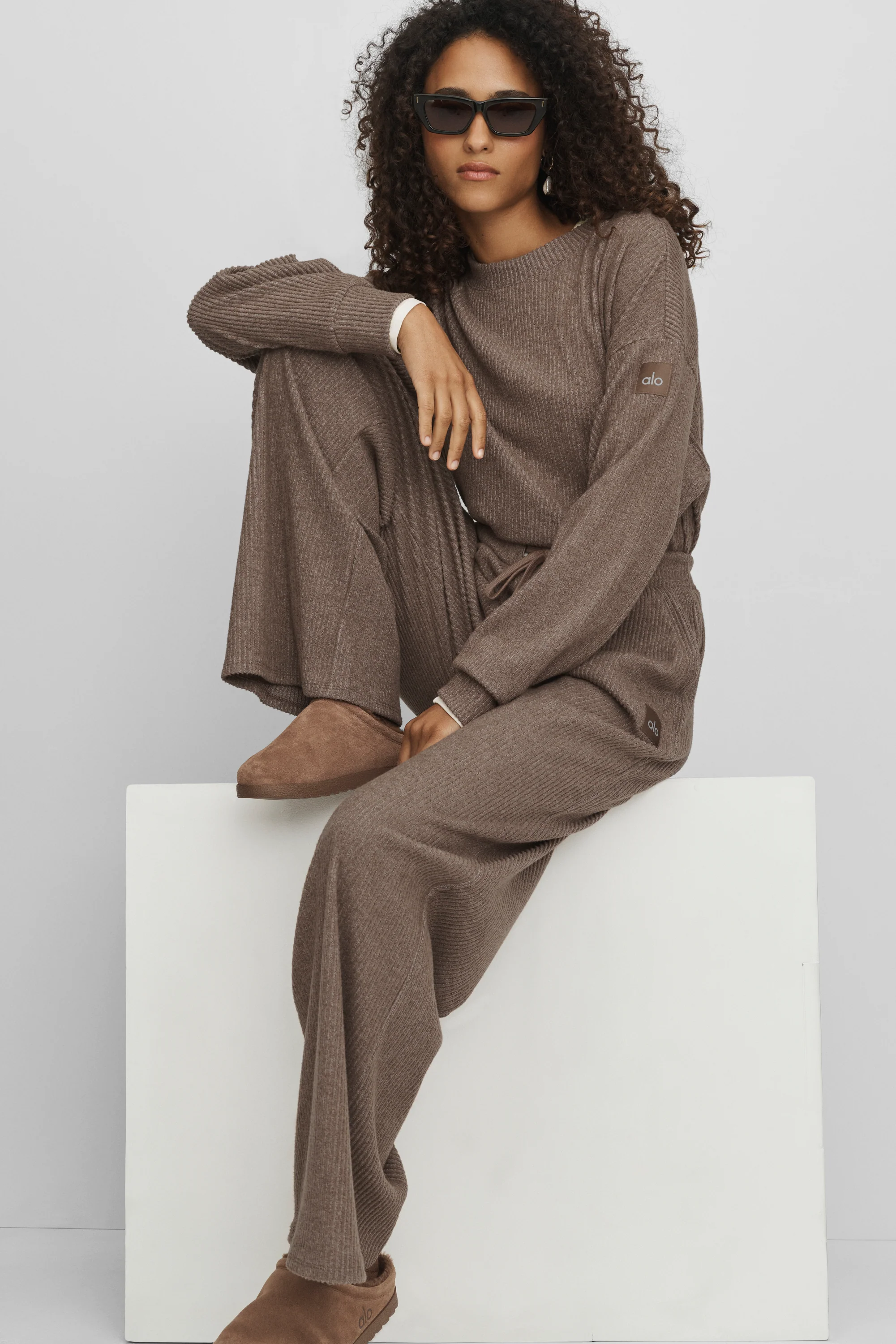 Muse Wide Leg-byxa i Java Brown Heather