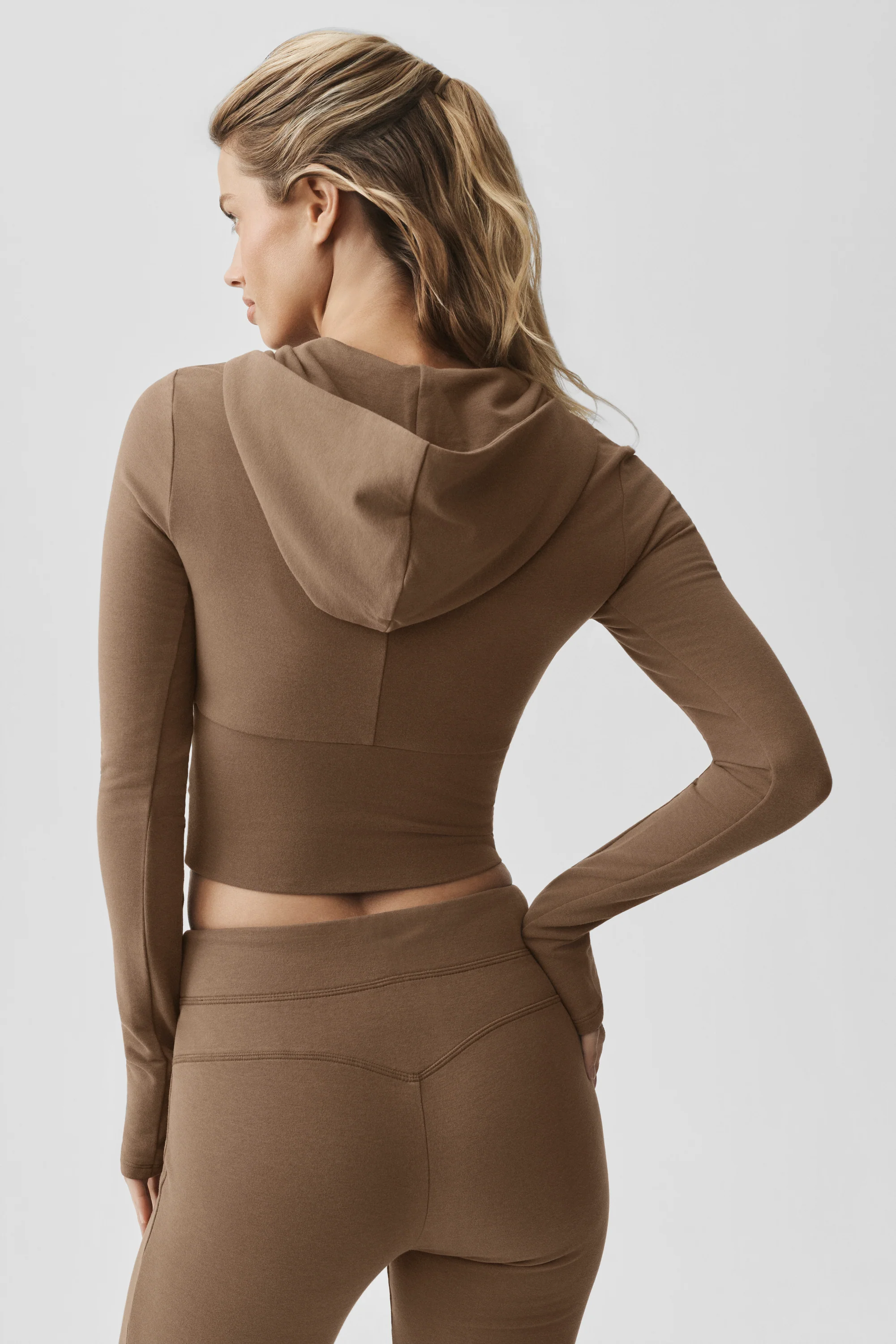 Sway Full Zip Hoodie in Java Brown in Cotton Modal