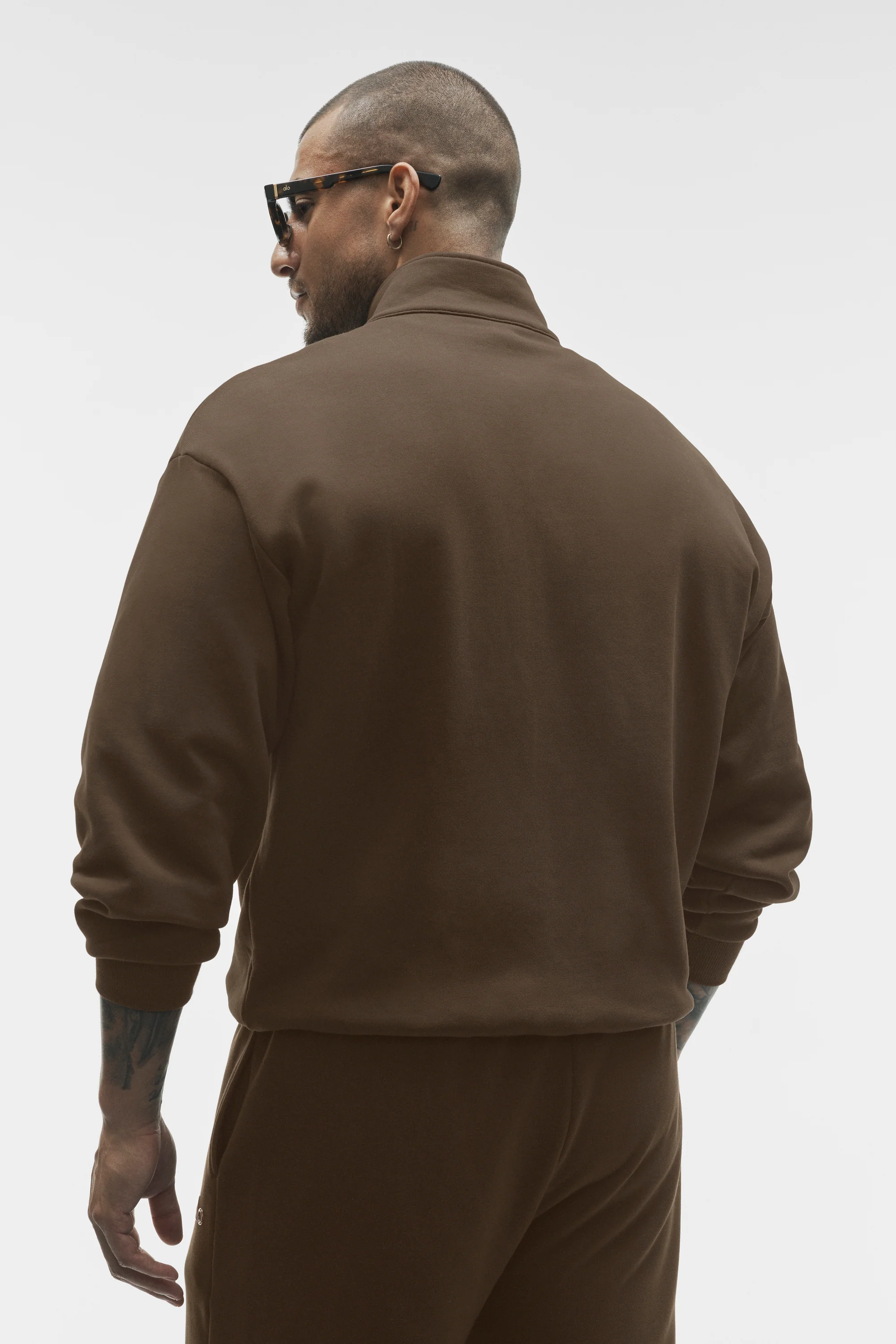 Accolade 1/4 Zip Pullover in Espresso with Stand-Up Collar