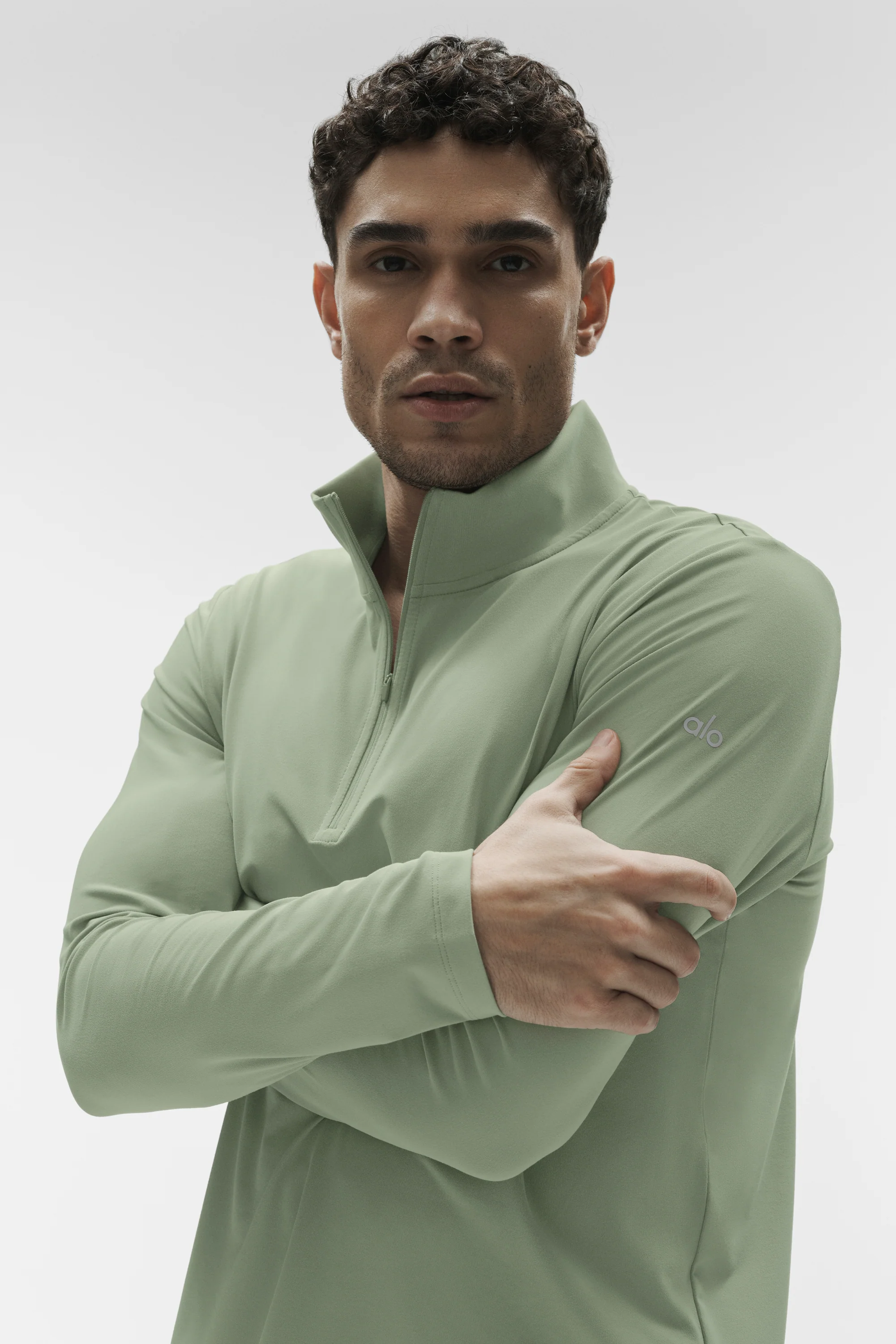 Conquer 1/4 Zip Reform Long Sleeve Top in Dune Grass