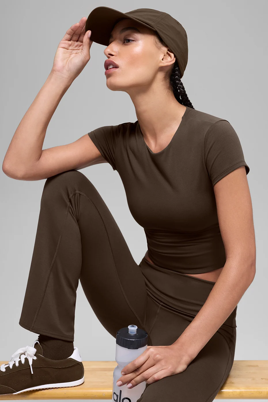 ALO Softsculpt Foldover Flare Leggings (kurz) – Espresso
