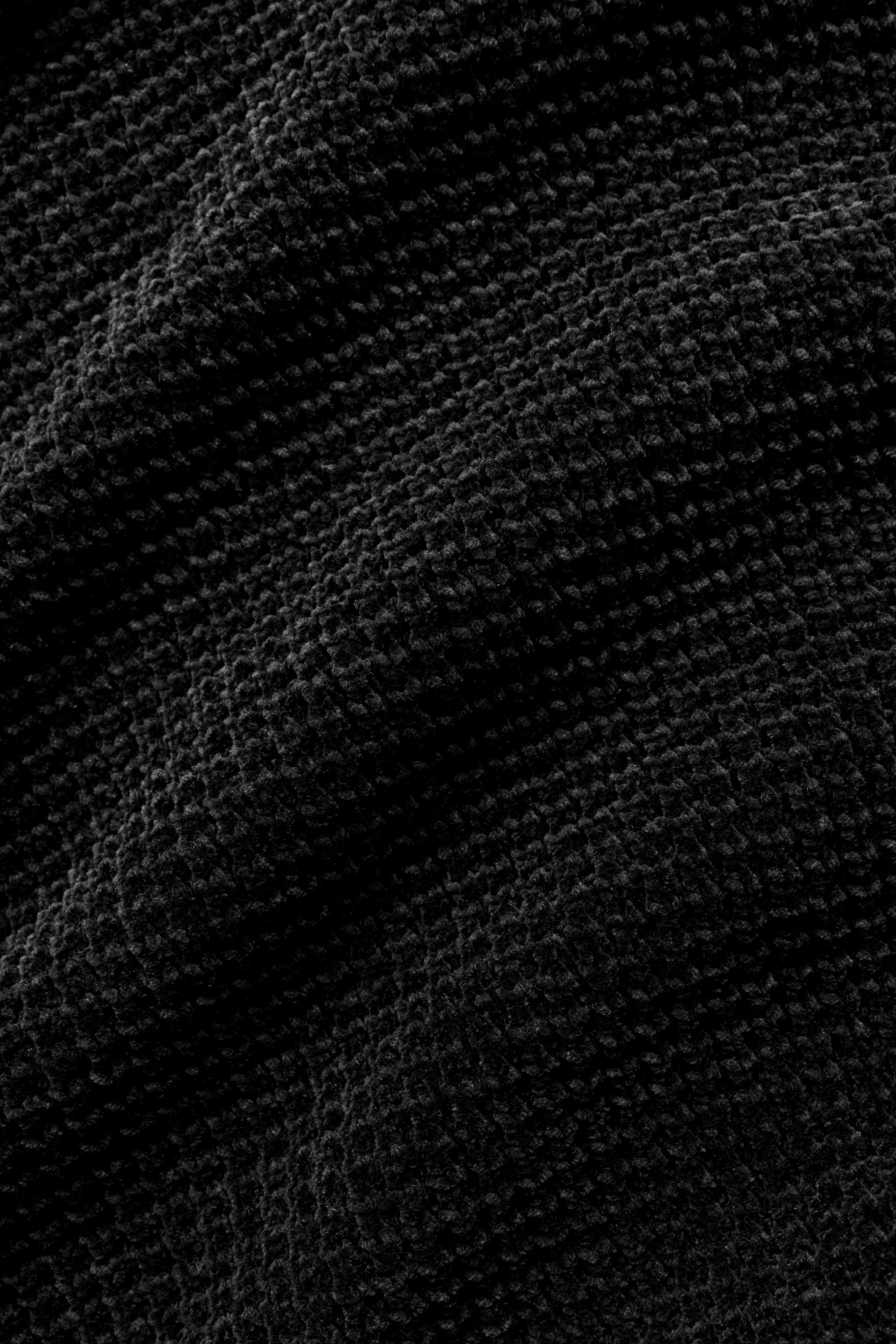 Waffle Chenille Edition Hoodie in Schwarz, lockere Passform