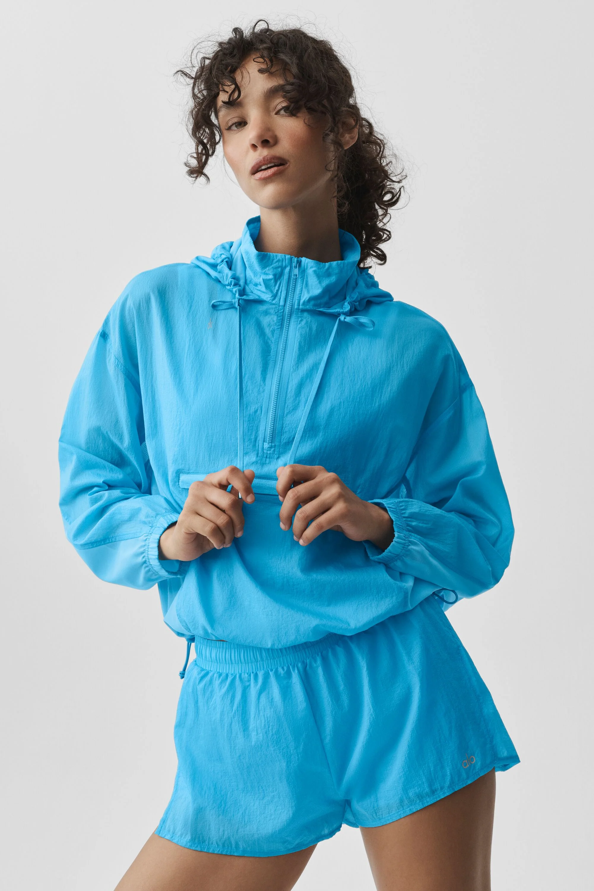 1/4 Zip Go Time Pullover in Azure Blue Ripstop